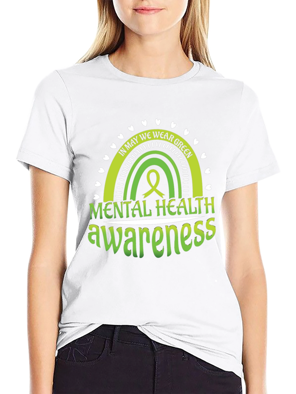 Mental Health Awareness Green Rainbow T-Shirt