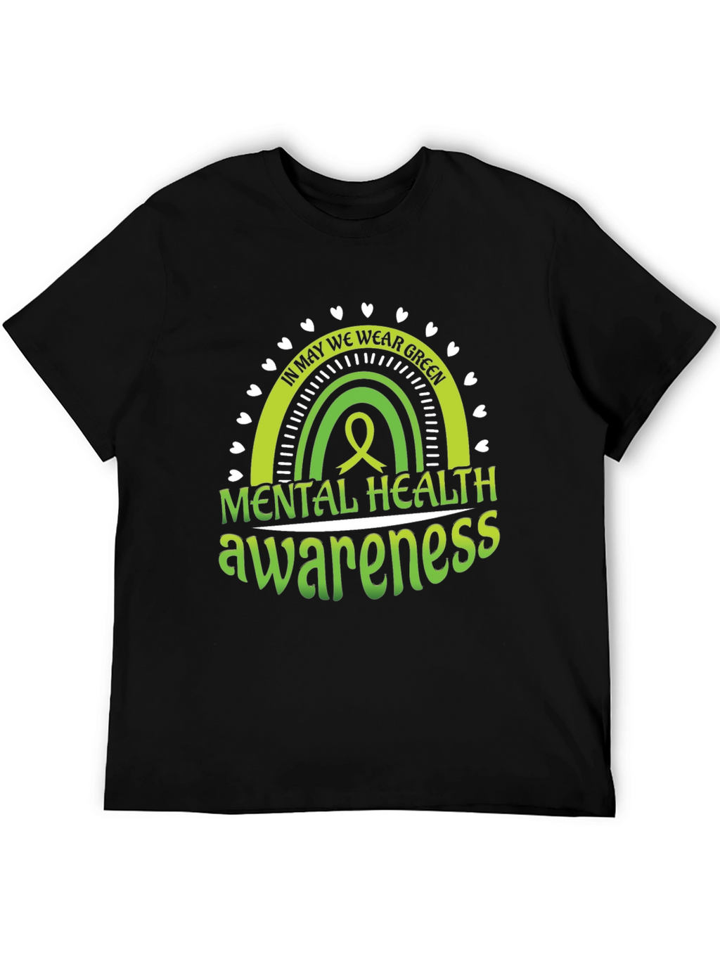 Mental Health Awareness Green Rainbow T-Shirt