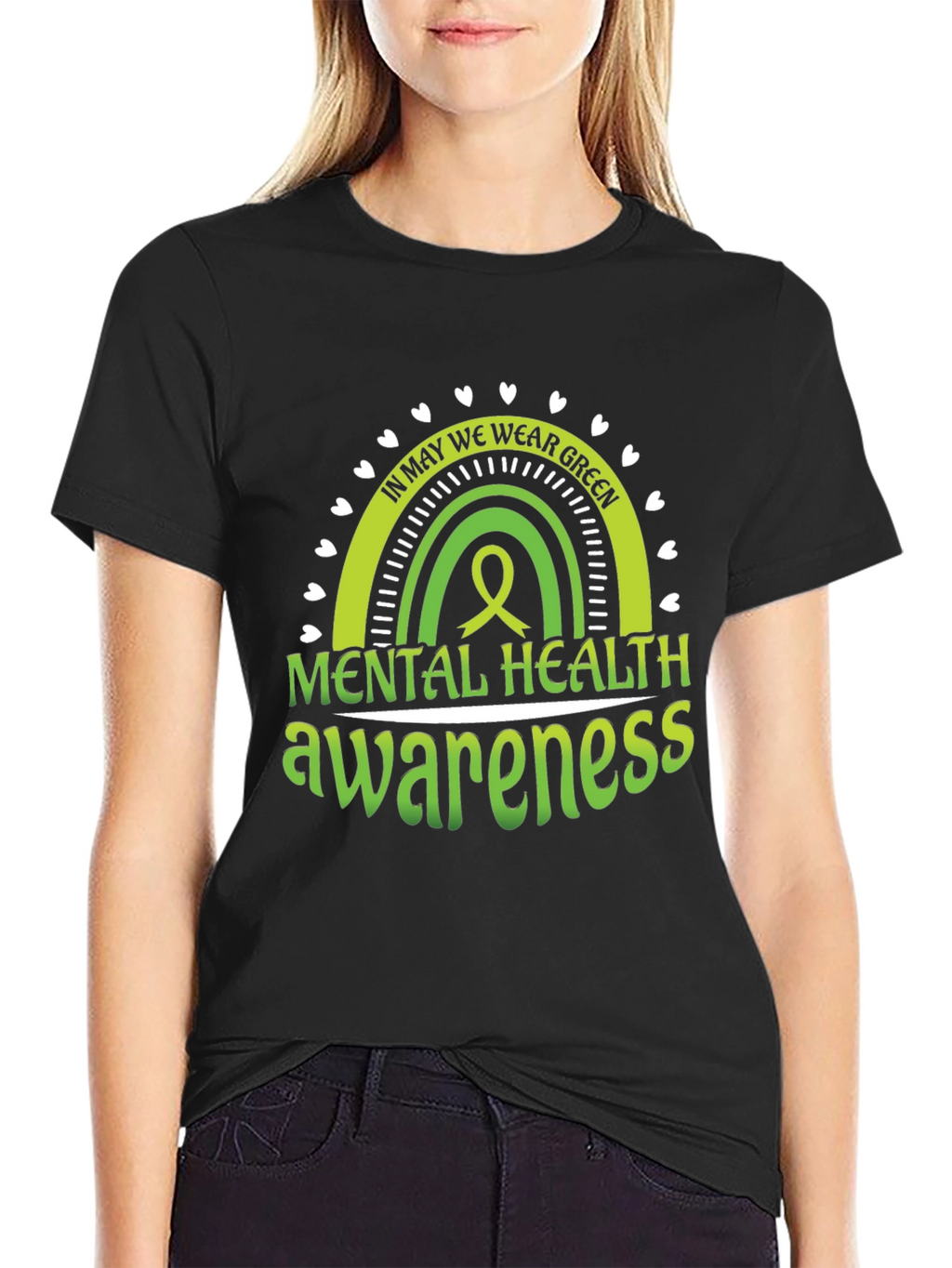 Mental Health Awareness Green Rainbow T-Shirt