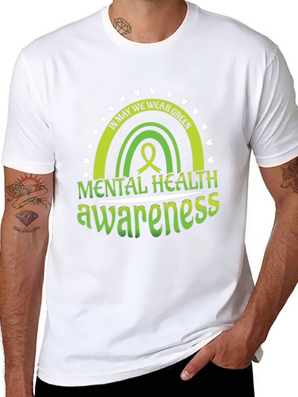 Mental Health Awareness Green Rainbow T-Shirt