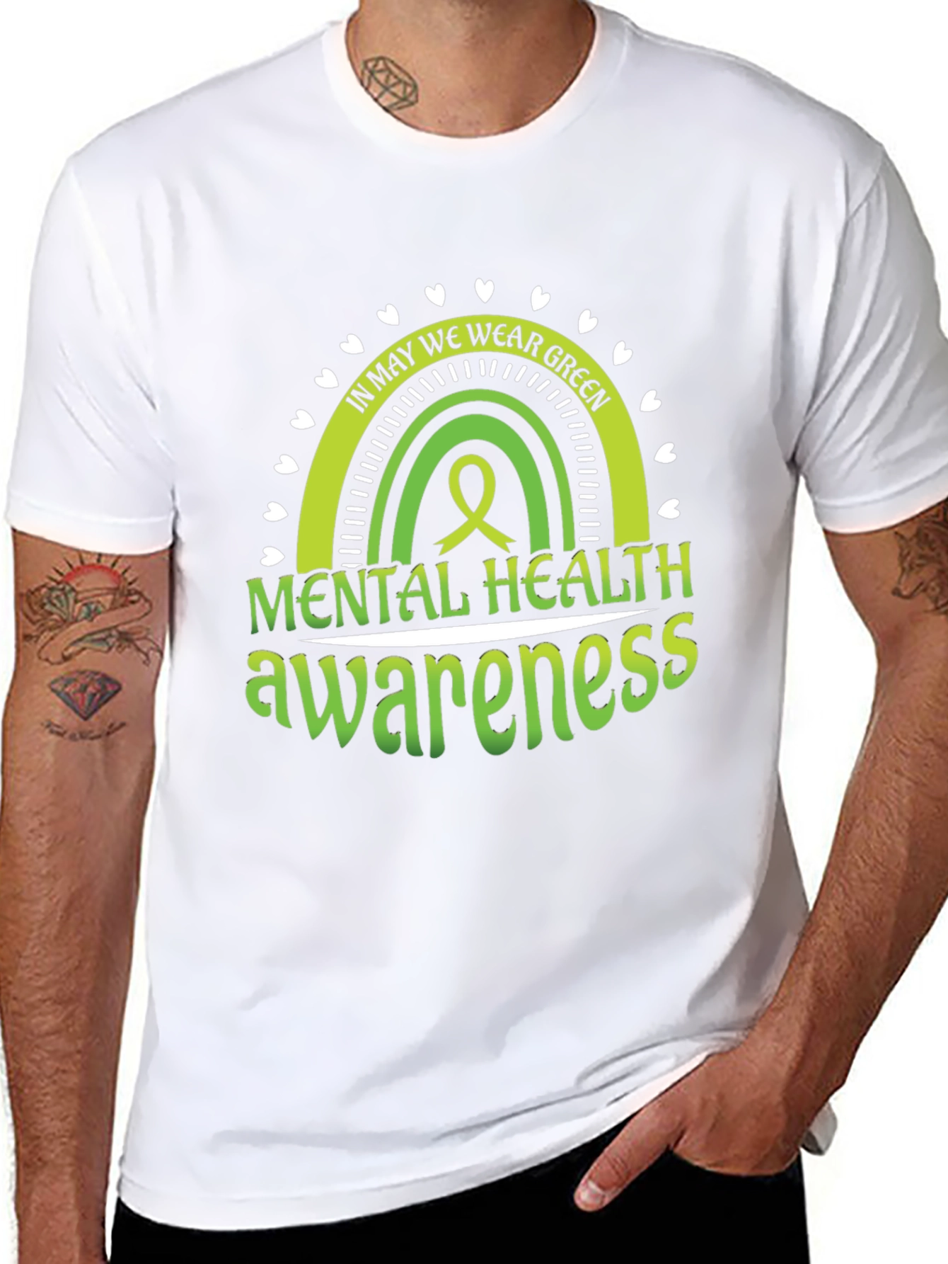 Mental Health Awareness Green Rainbow T-Shirt