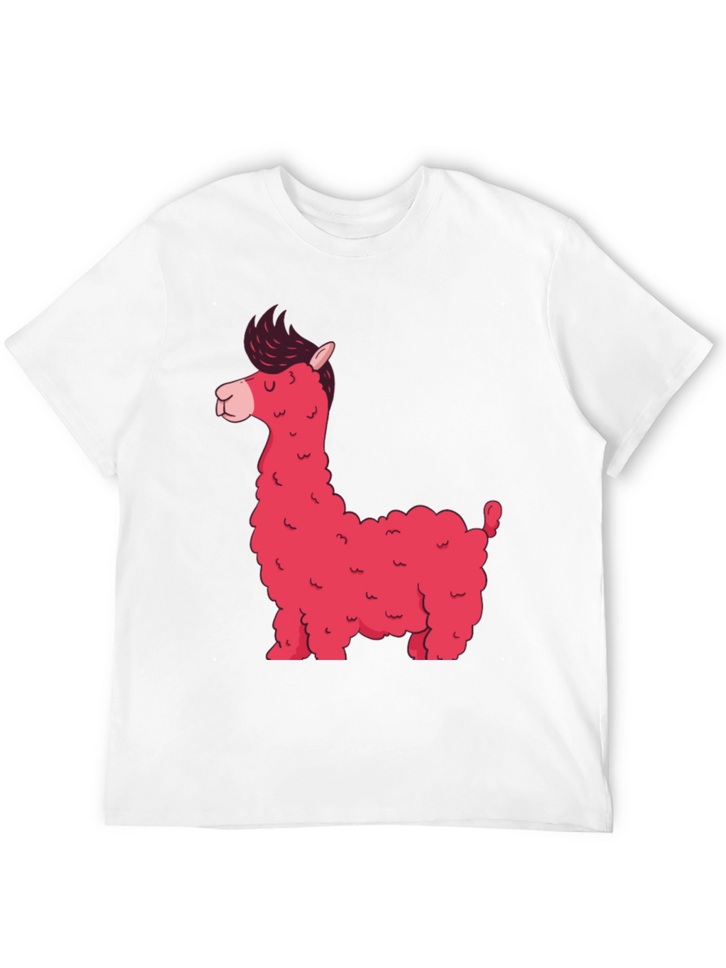 Stylish Black T-Shirt with Funky Pink Llama Graphic