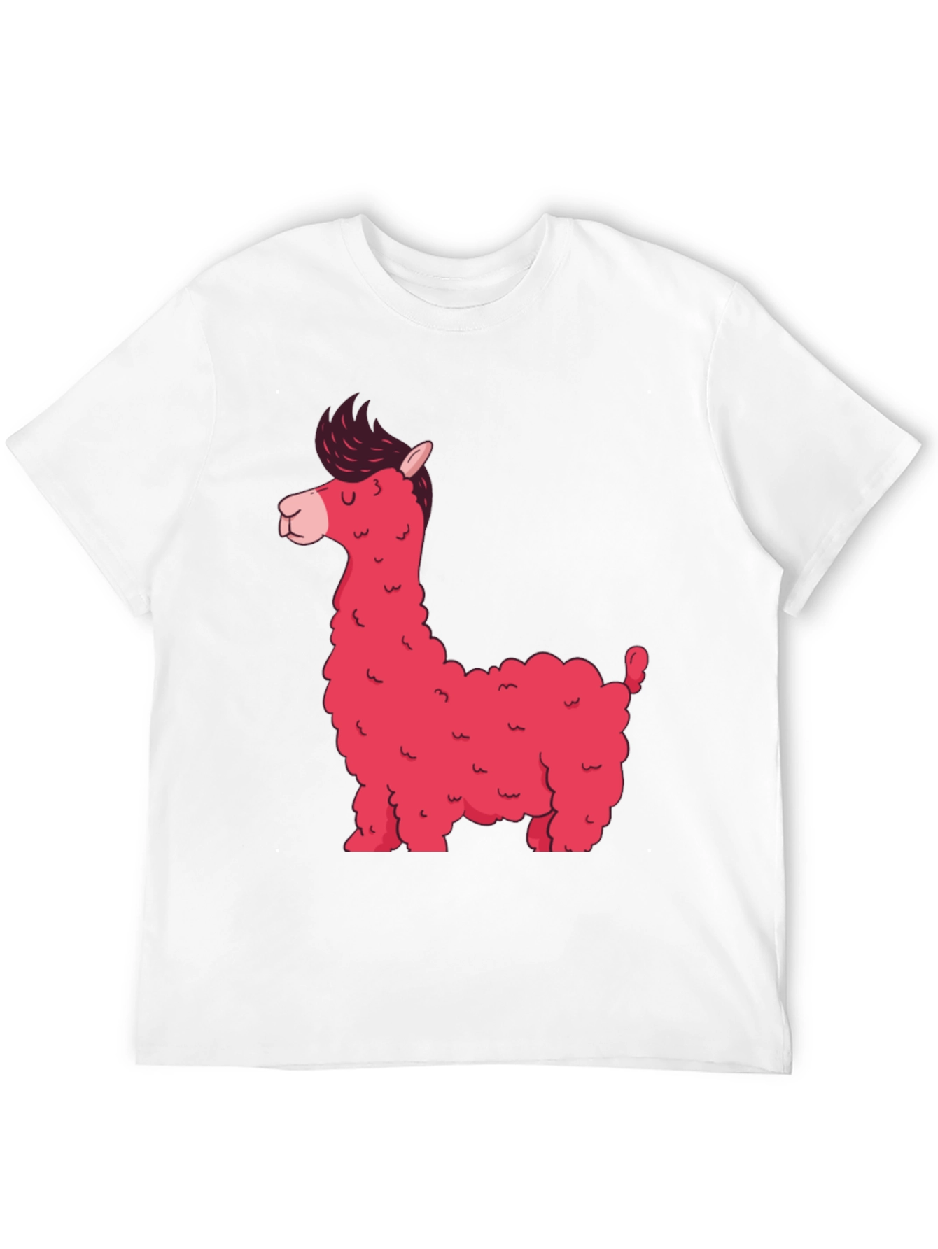Stylish Black T-Shirt with Funky Pink Llama Graphic