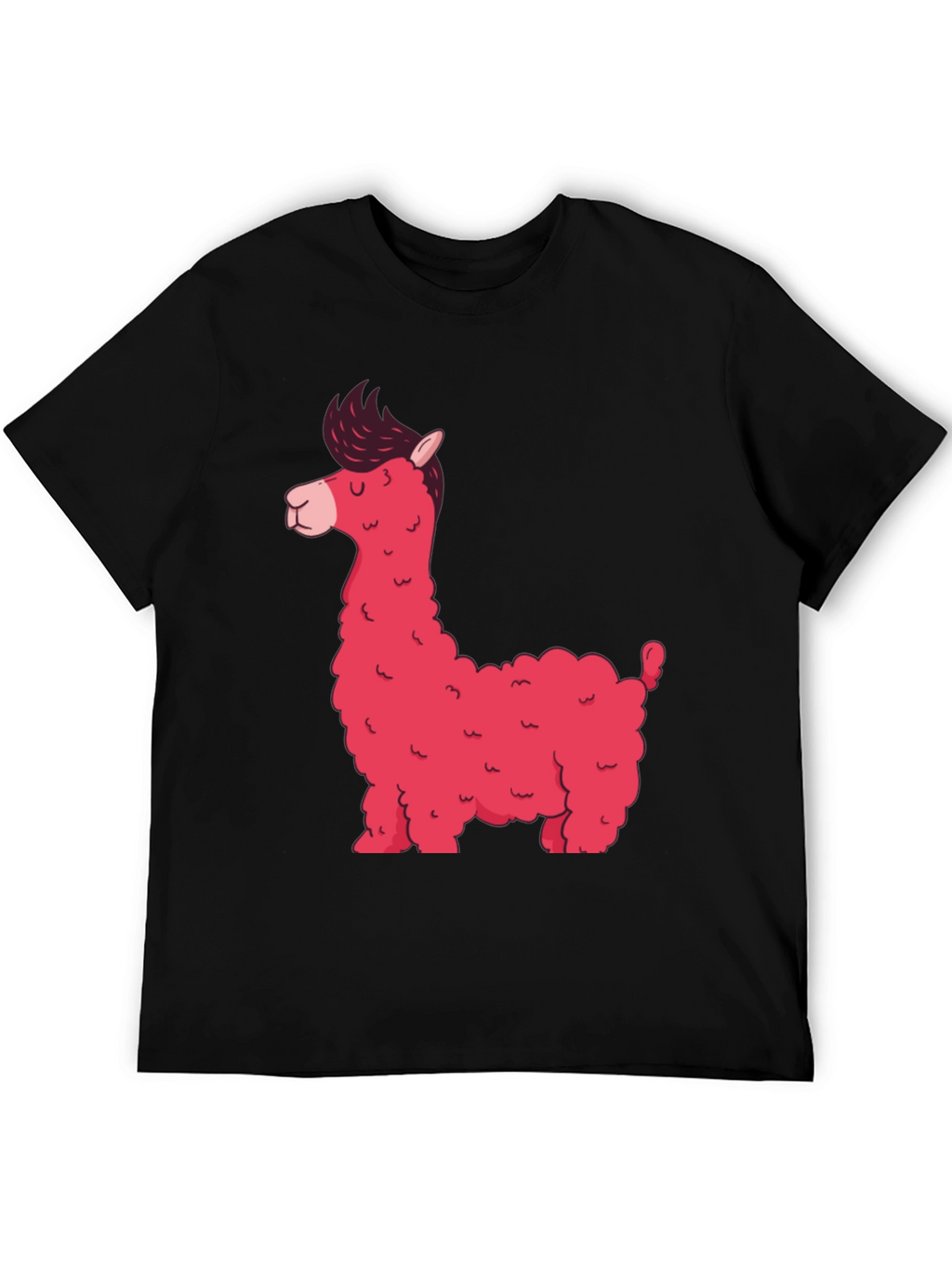 Stylish Black T-Shirt with Funky Pink Llama Graphic