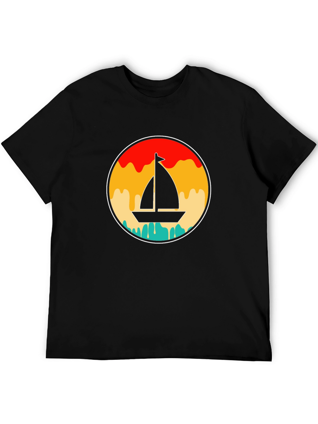 Retro Sunset Sailboat Graphic T-Shirt