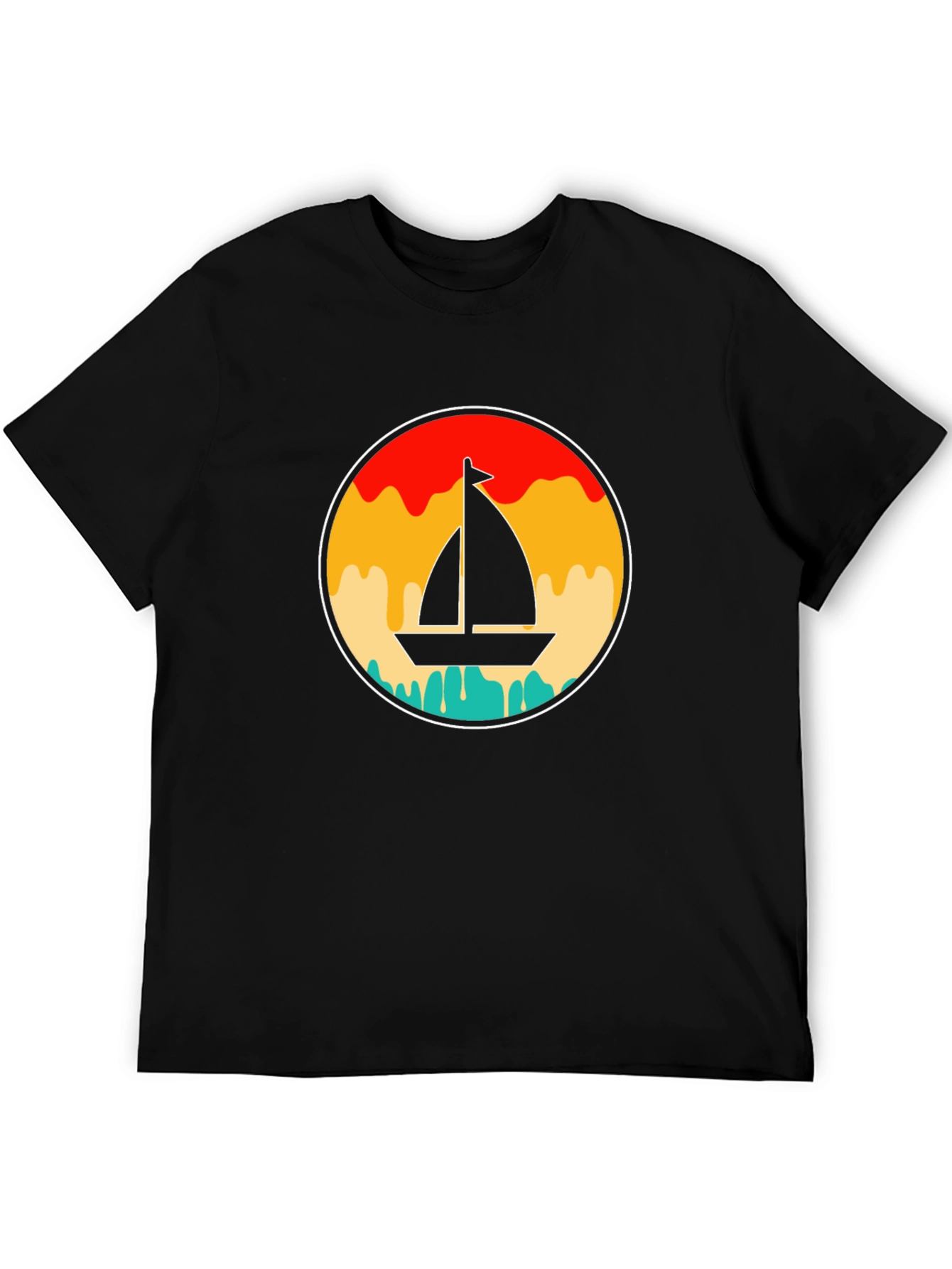 Retro Sunset Sailboat Graphic T-Shirt