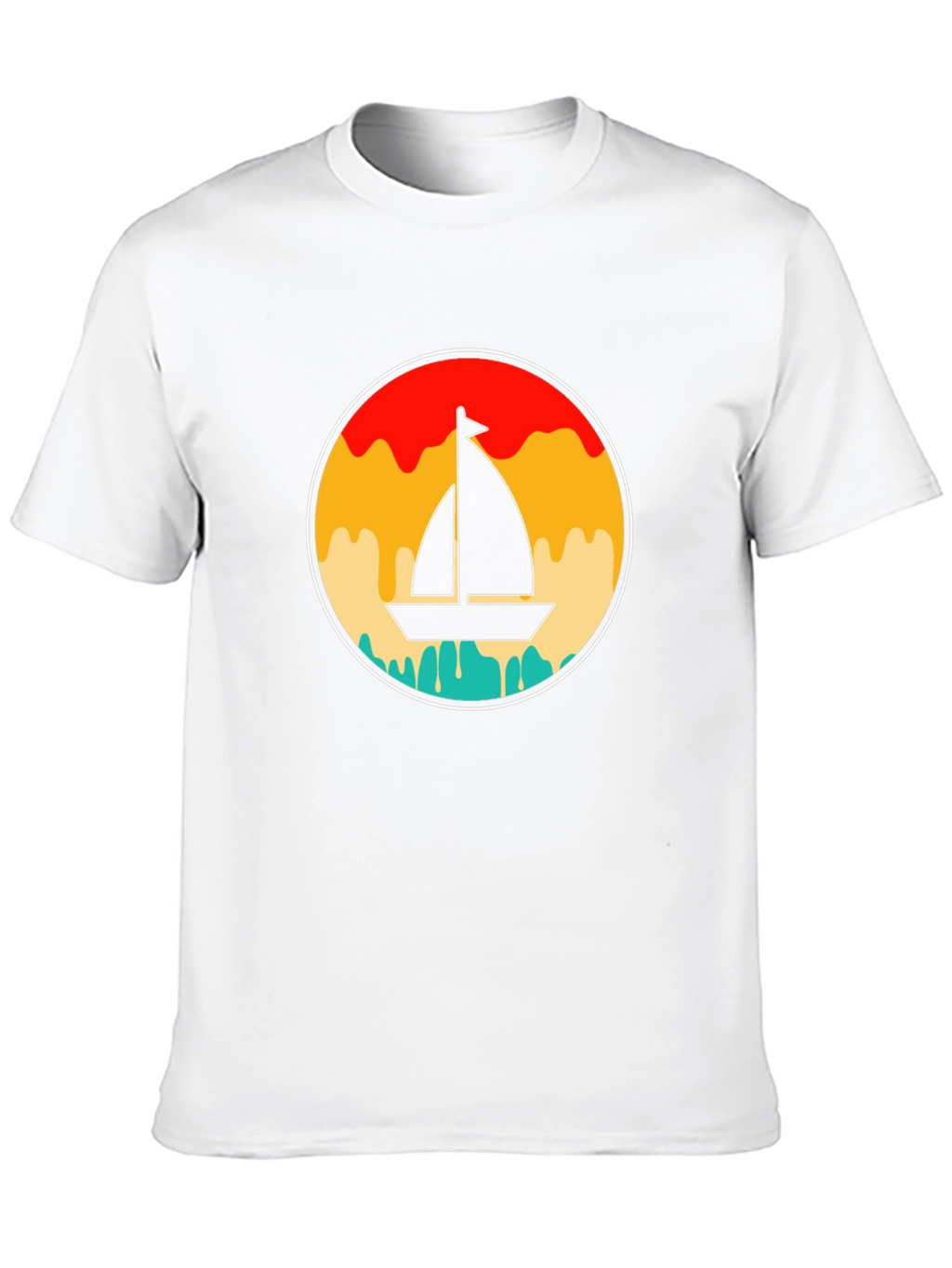 Retro Sunset Sailboat Graphic T-Shirt