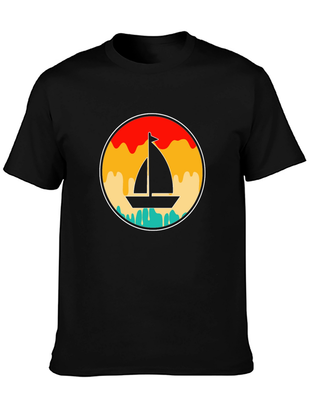 Retro Sunset Sailboat Graphic T-Shirt
