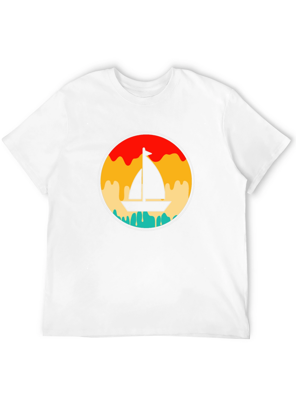 Retro Sunset Sailboat Graphic T-Shirt