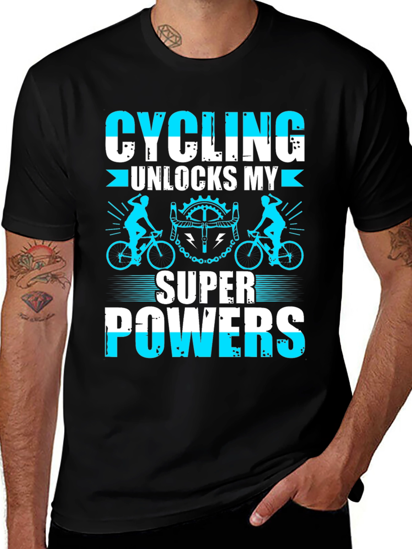 Cycling Superpowers T-Shirt: Black Cotton Tee