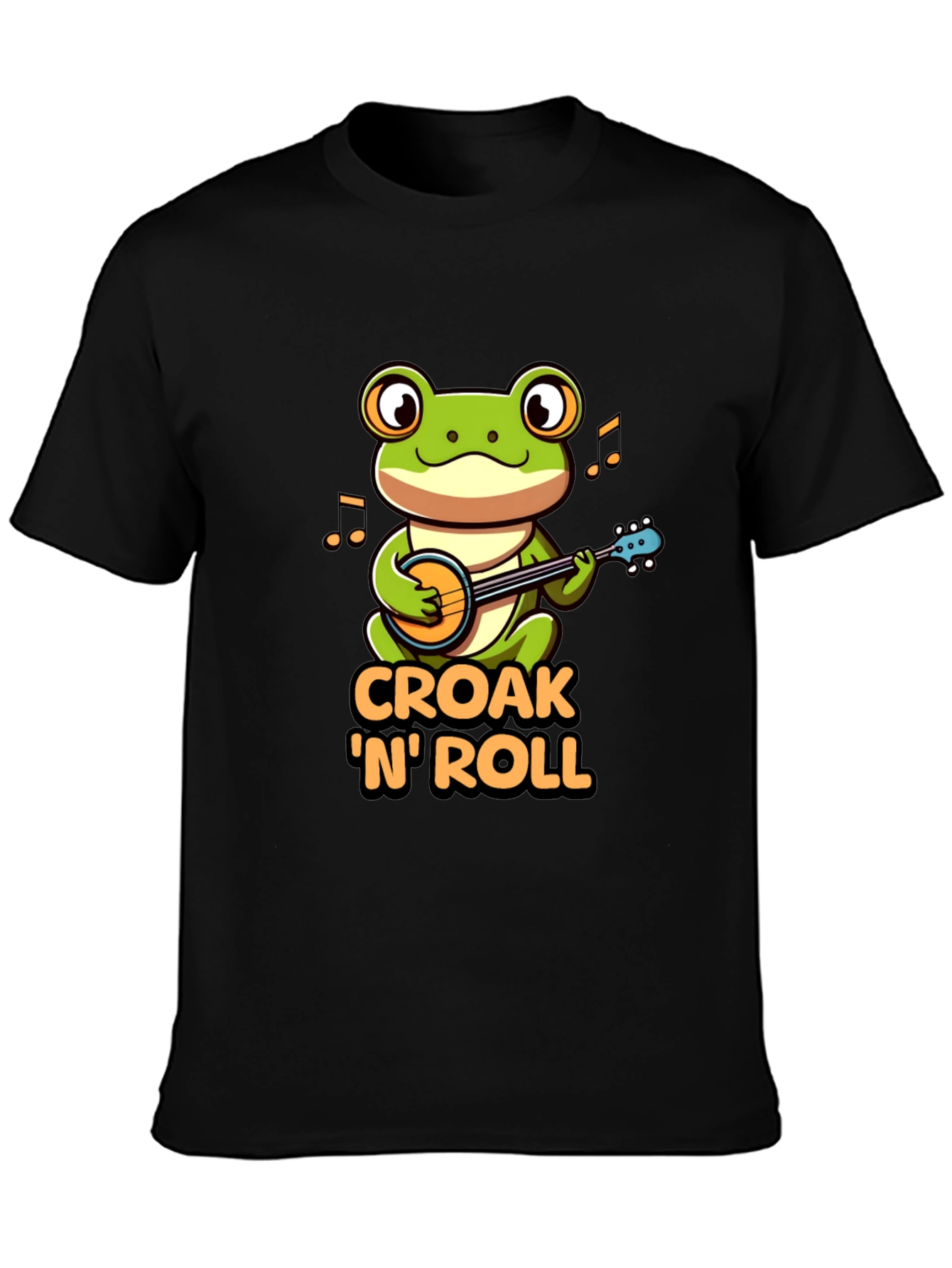 Croak N Roll Frog T-Shirt - Banjo Playing Amphibian Tee
