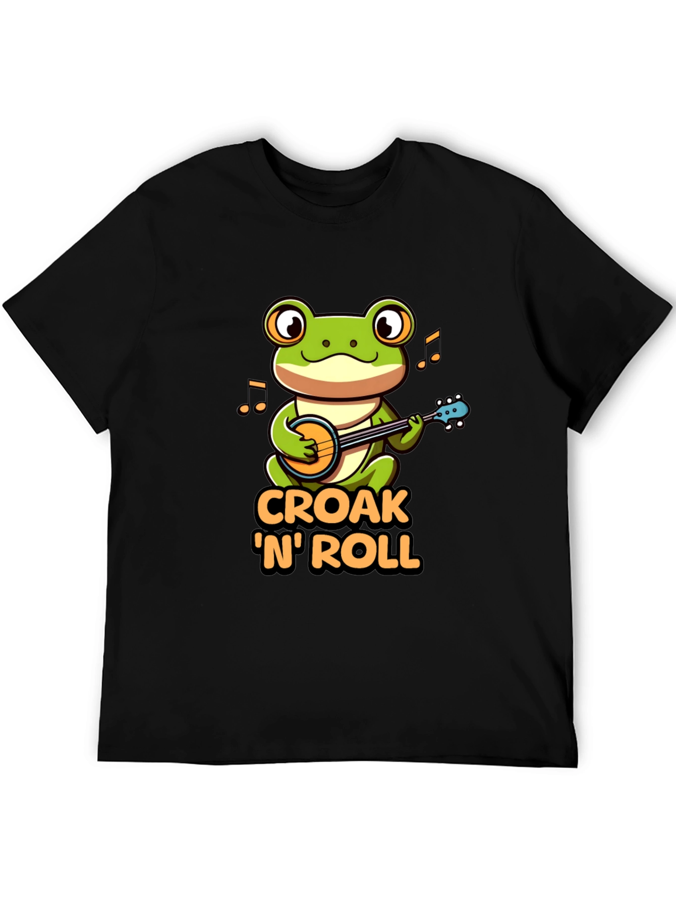 Croak N Roll Frog T-Shirt - Banjo Playing Amphibian Tee