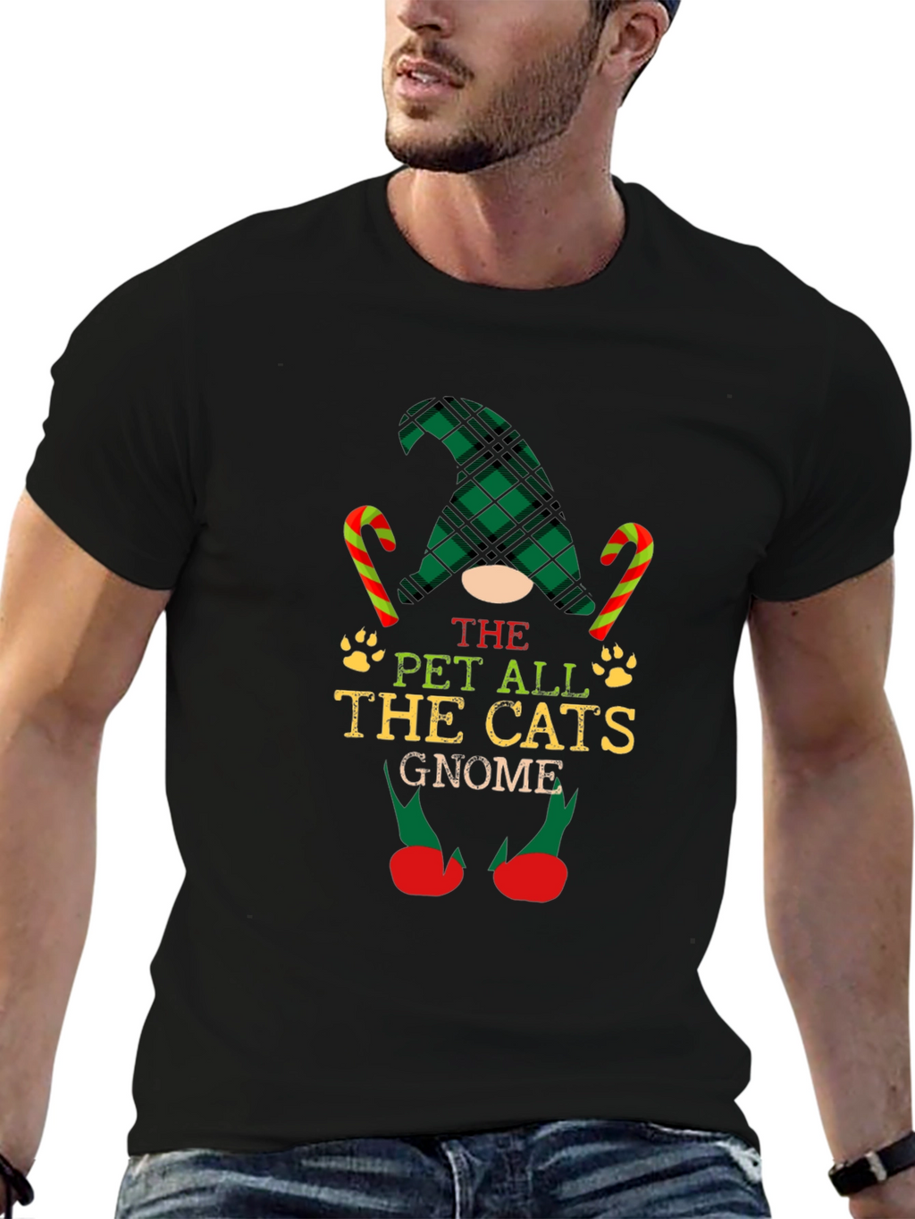 Pet All the Cats Gnome Christmas Graphic Tee