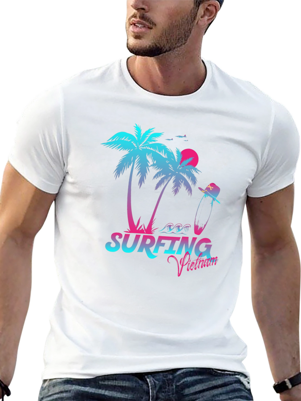 Surfing Vietnam Graphic Tee - Palm Tree Design