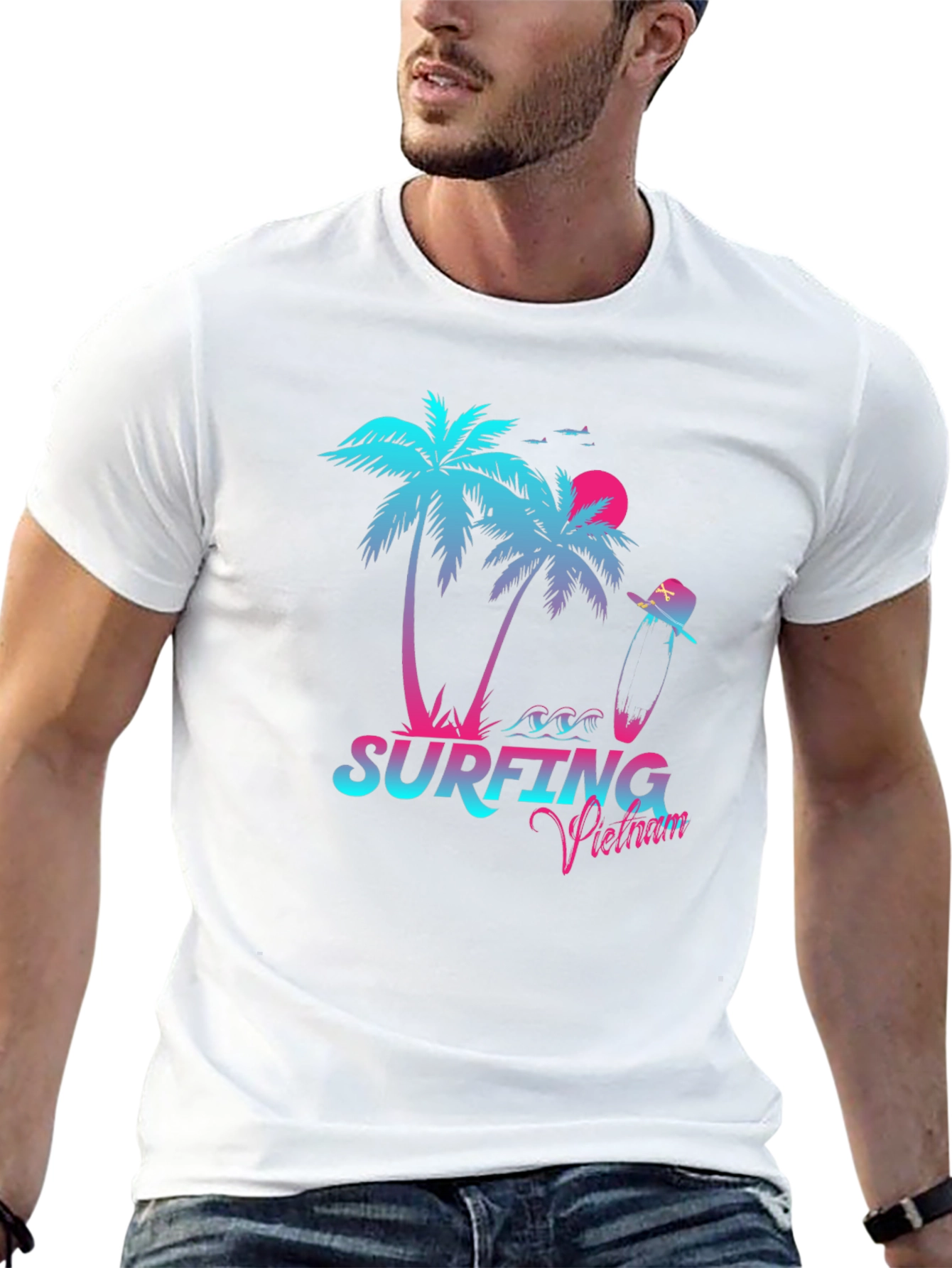Surfing Vietnam Graphic Tee - Palm Tree Design