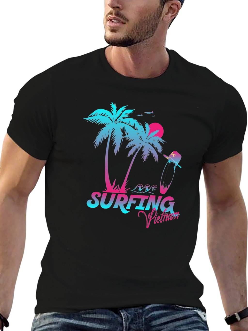 Surfing Vietnam Graphic Tee - Palm Tree Design
