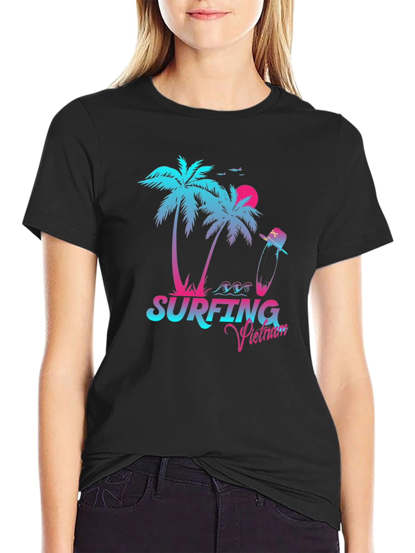 Surfing Vietnam Graphic Tee - Palm Tree Design