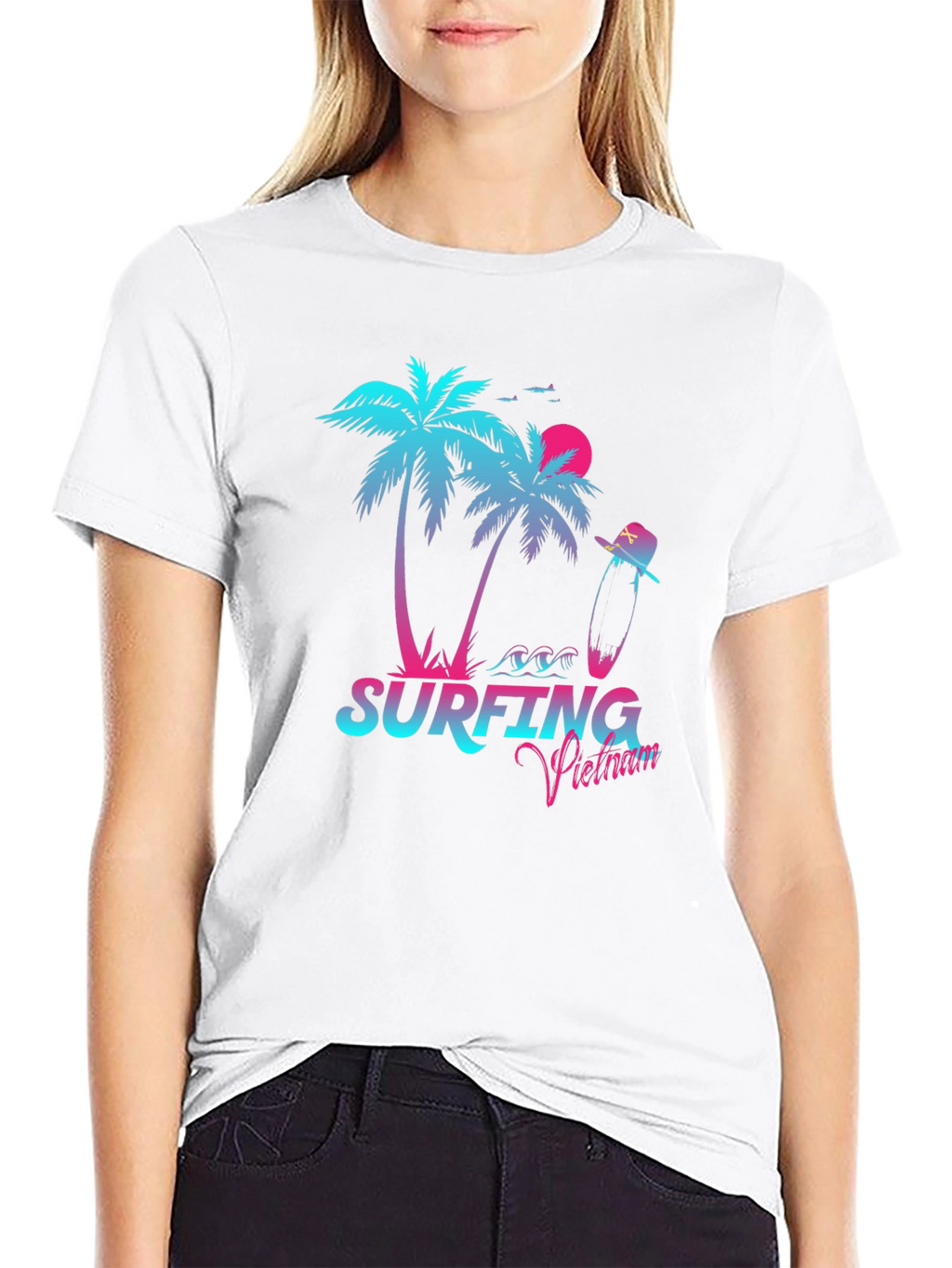 Surfing Vietnam Graphic Tee - Palm Tree Design
