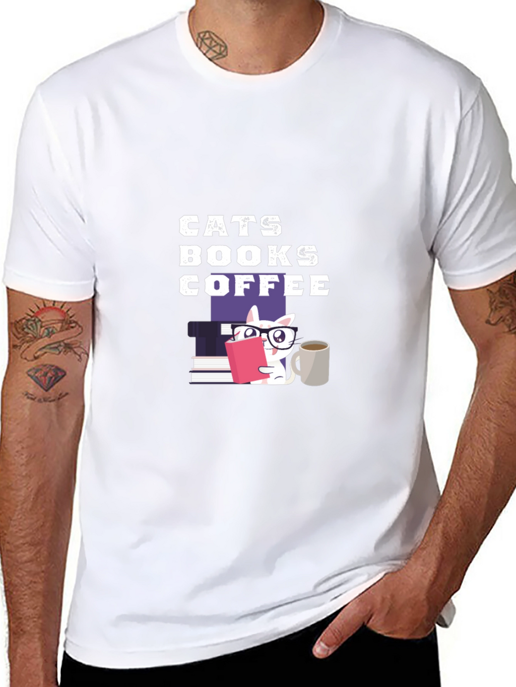 Cats Books Coffee T-Shirt