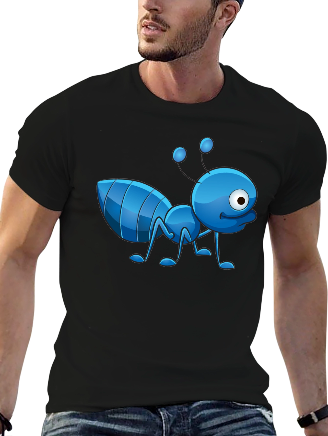 Cartoon Ant Graphic T-Shirt - Novelty Design