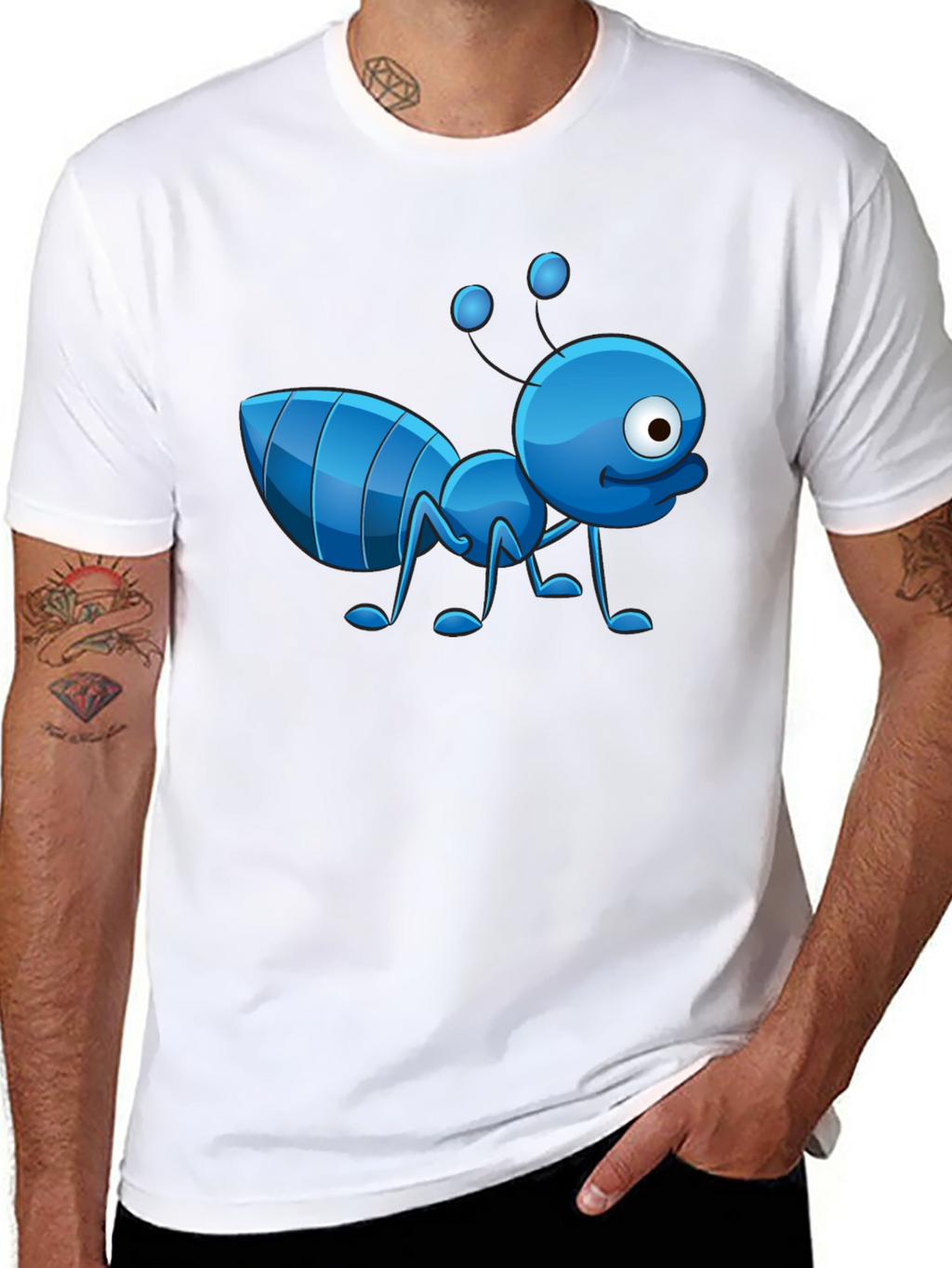 Cartoon Ant Graphic T-Shirt - Novelty Design