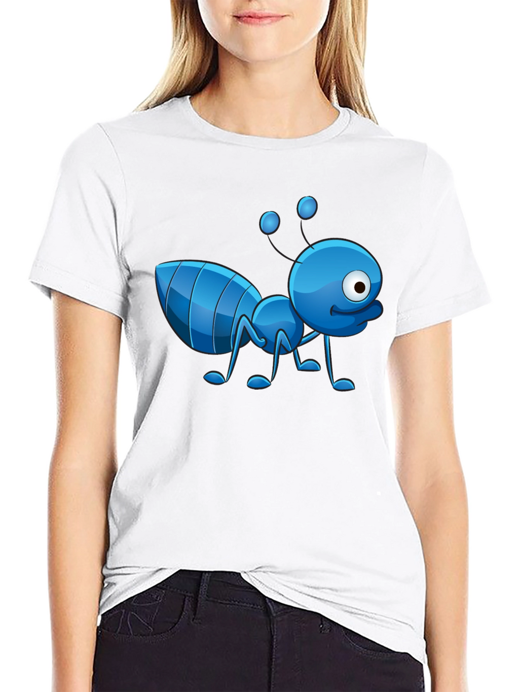 Cartoon Ant Graphic T-Shirt - Novelty Design