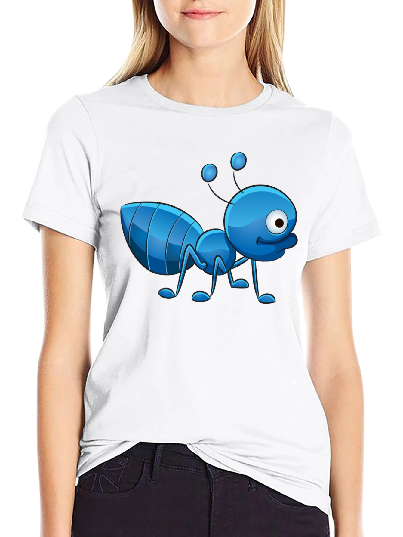 Cartoon Ant Graphic T-Shirt - Novelty Design
