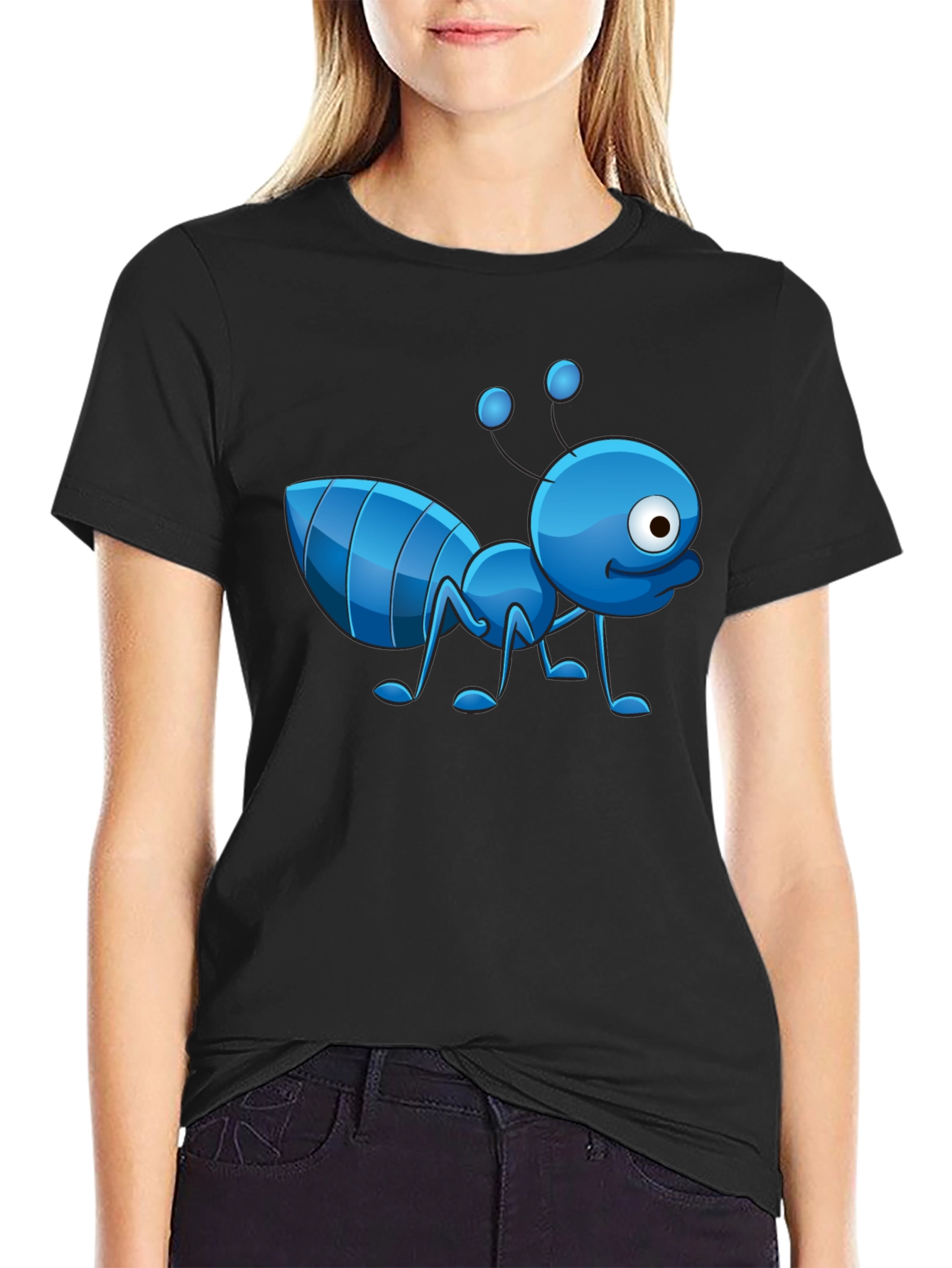 Cartoon Ant Graphic T-Shirt - Novelty Design