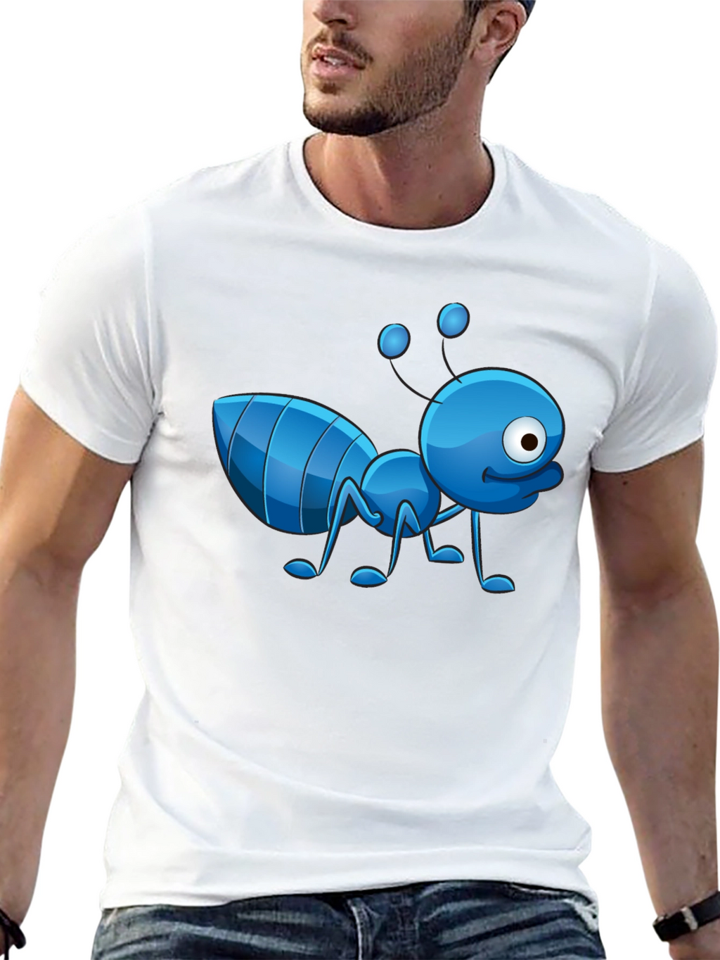 Cartoon Ant Graphic T-Shirt - Novelty Design