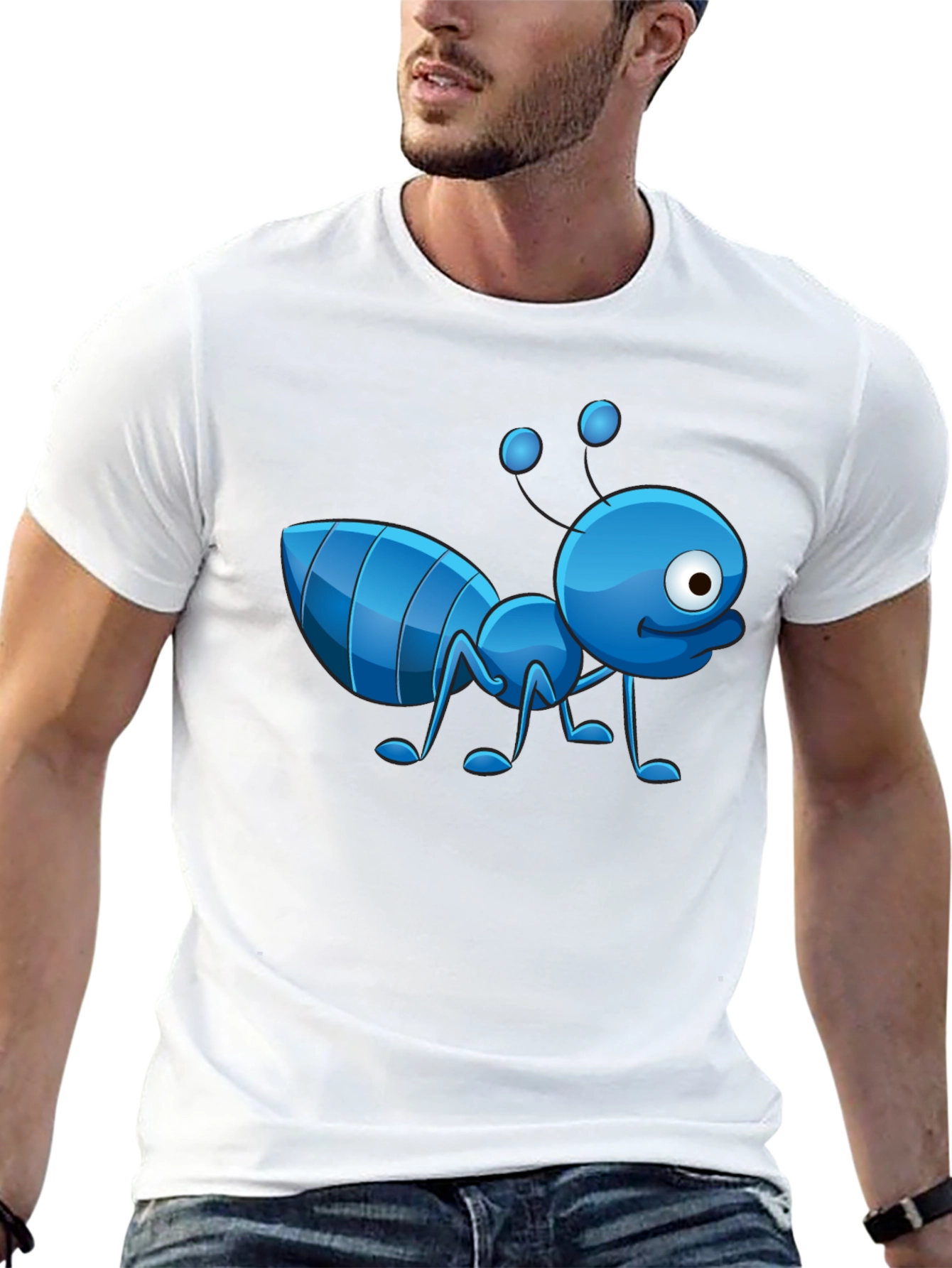 Cartoon Ant Graphic T-Shirt - Novelty Design