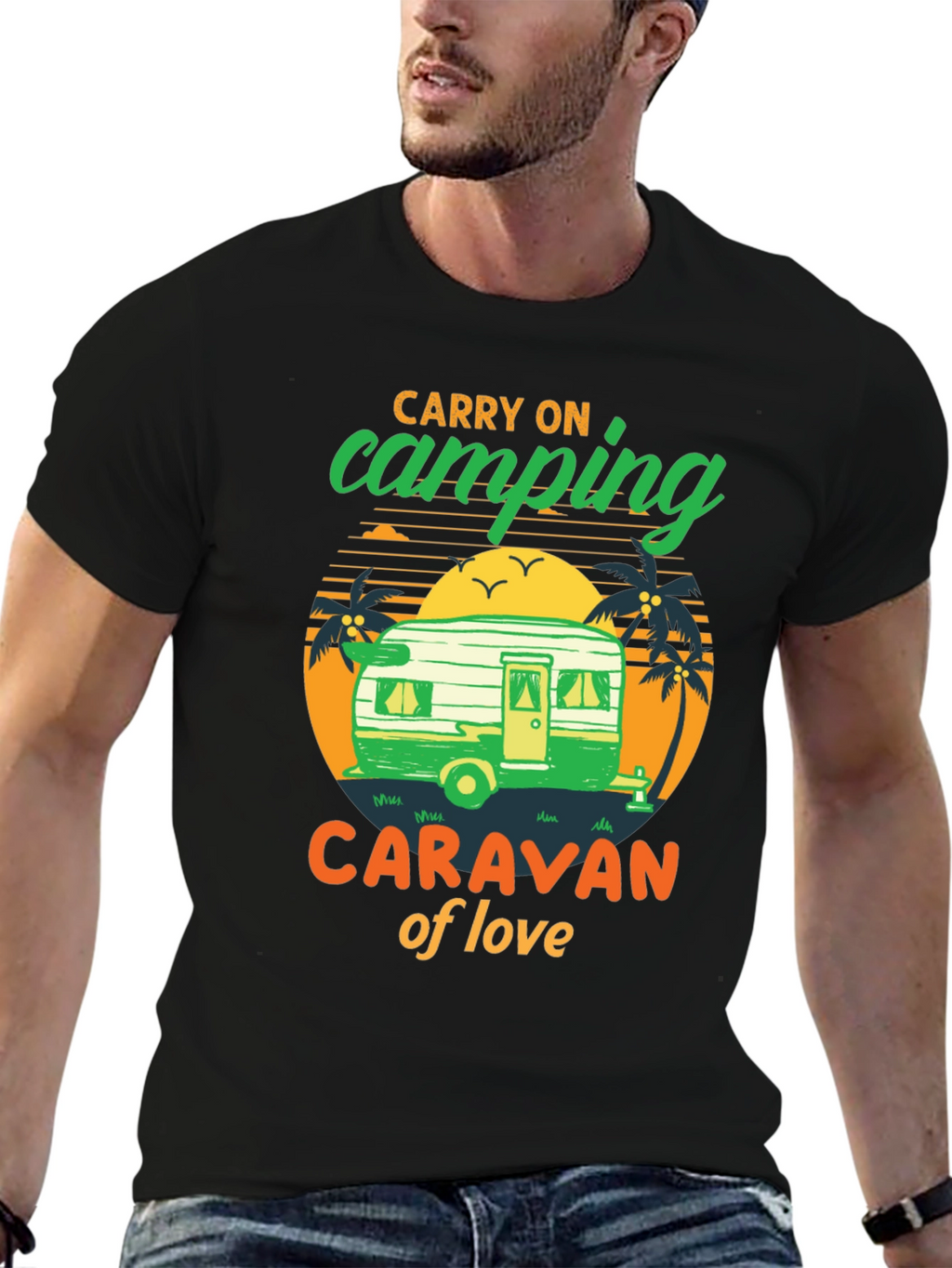 Camping Caravan of Love Black T-Shirt
