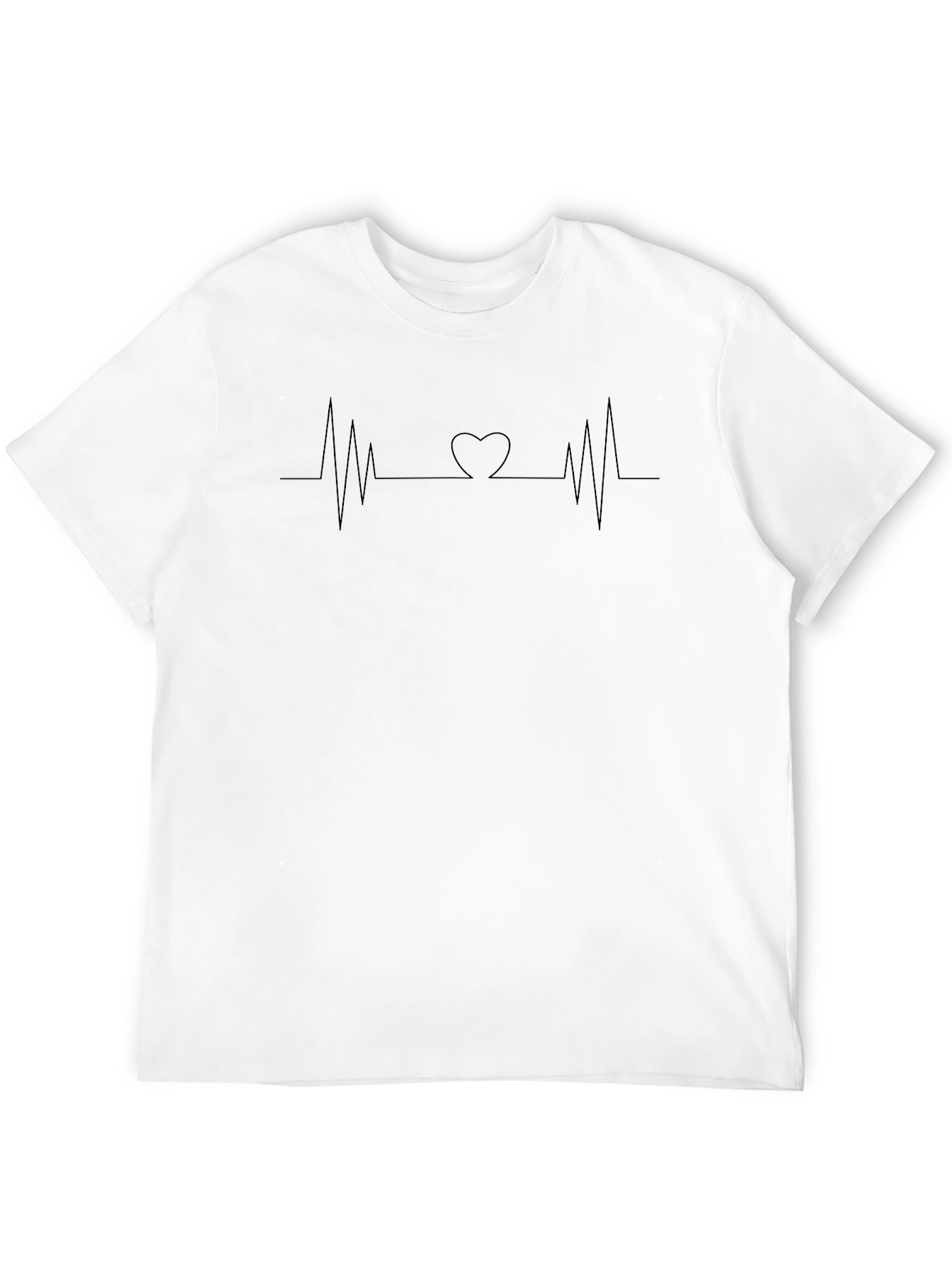 Heartbeat Love T-Shirt - Black Crew Neck Tee