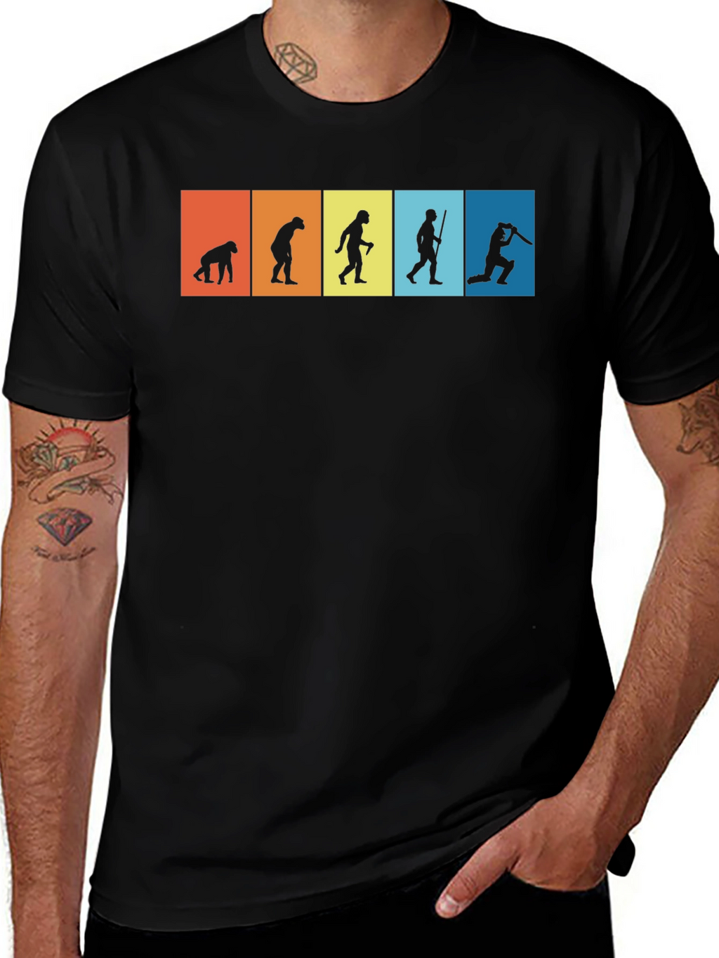 Evolution of Cricket Mens Black T-Shirt