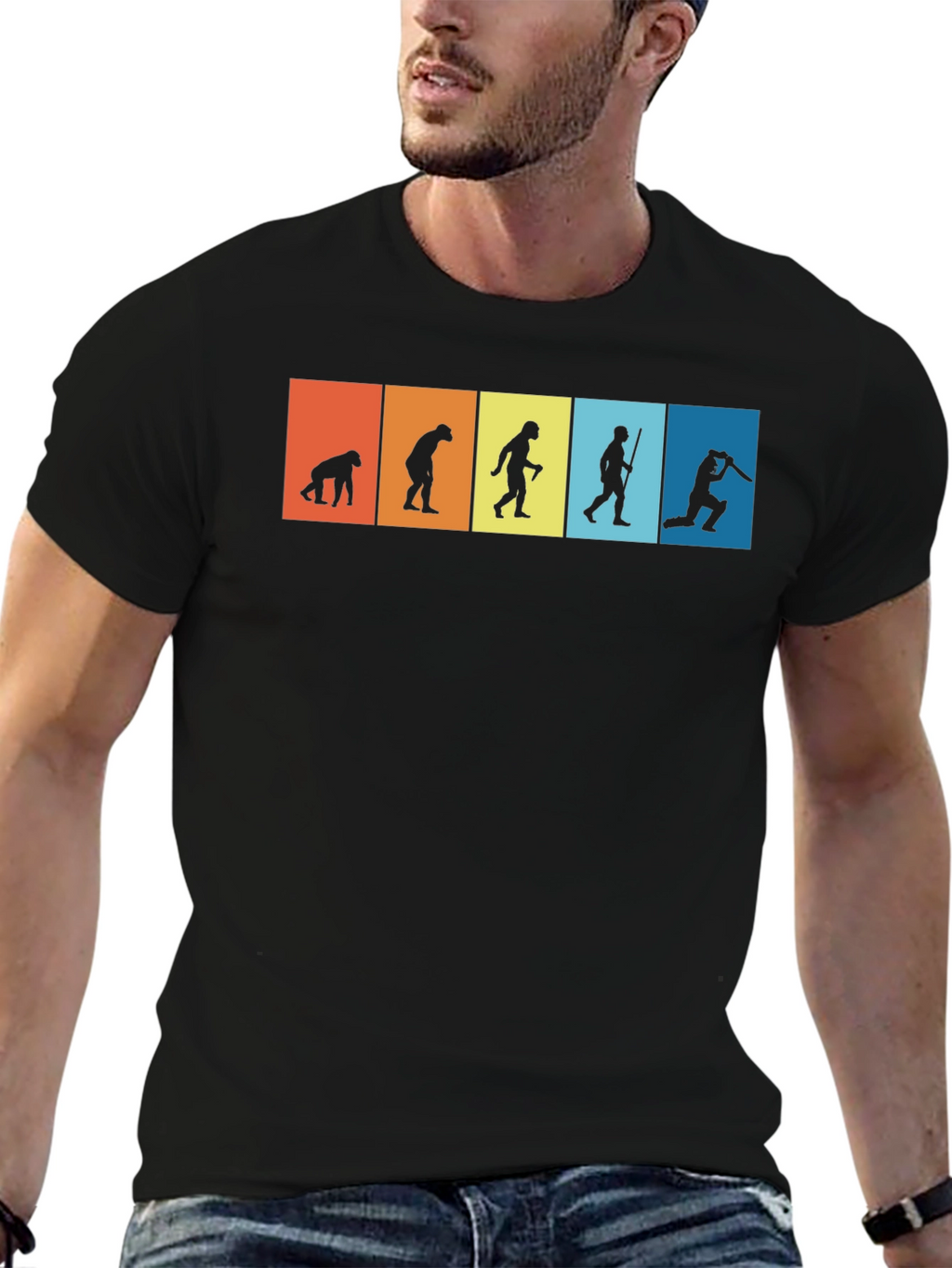 Evolution of Cricket Mens Black T-Shirt