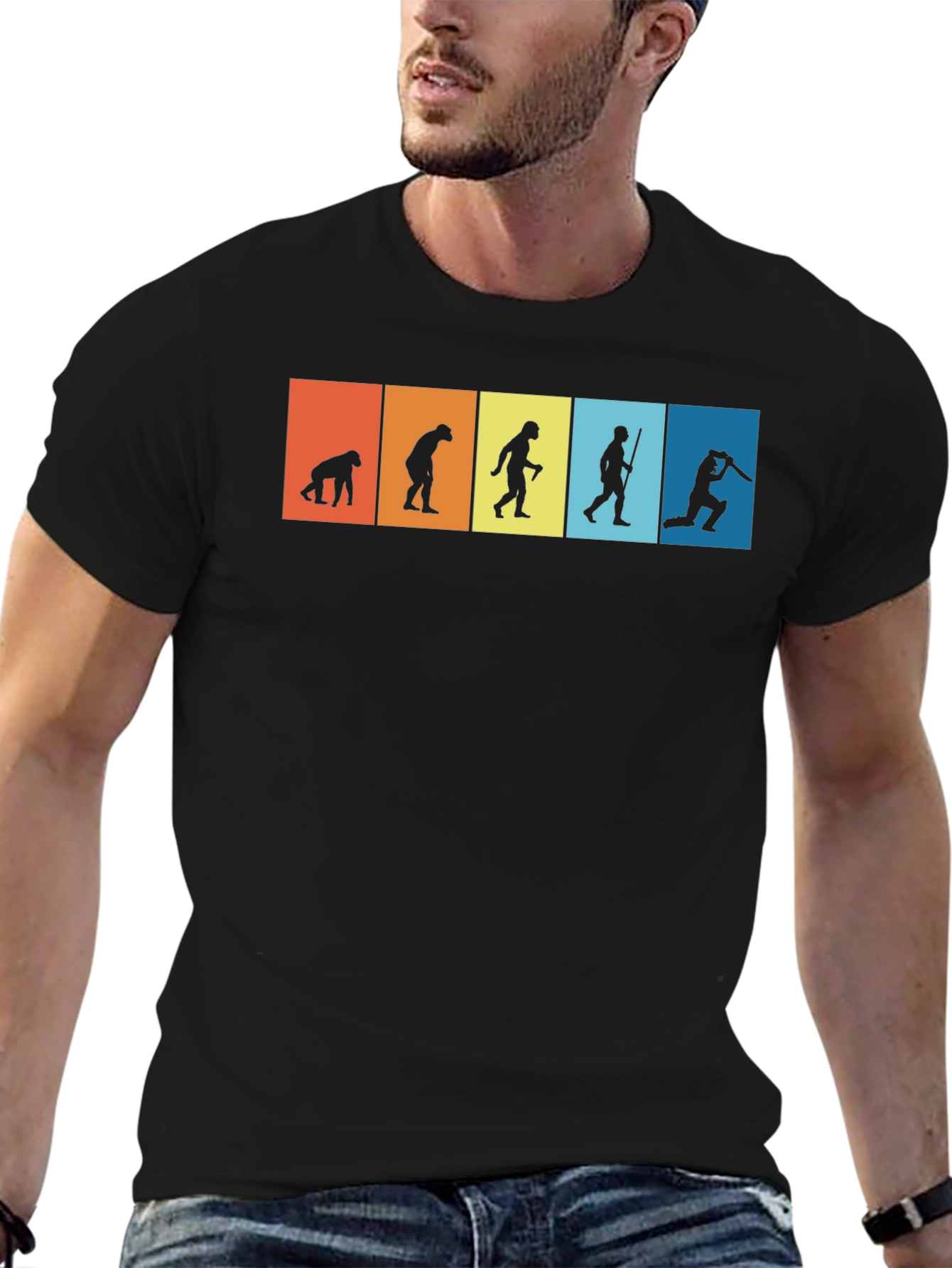 Evolution of Cricket Mens Black T-Shirt