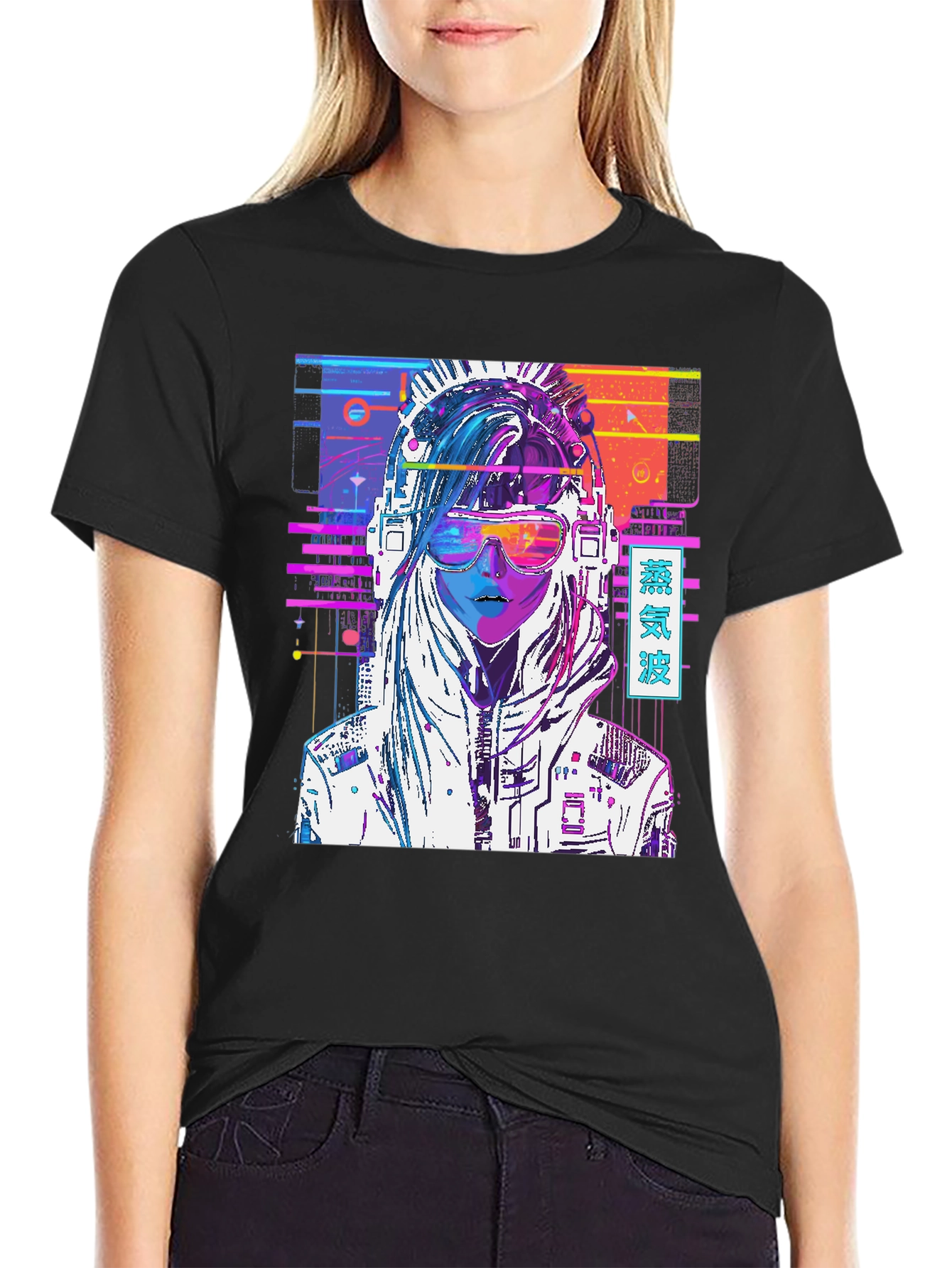Vaporwave Cyberpunk Girl Graphic T-Shirt