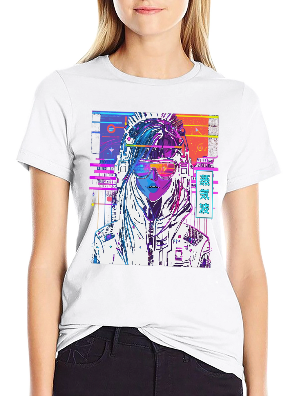 Vaporwave Cyberpunk Girl Graphic T-Shirt