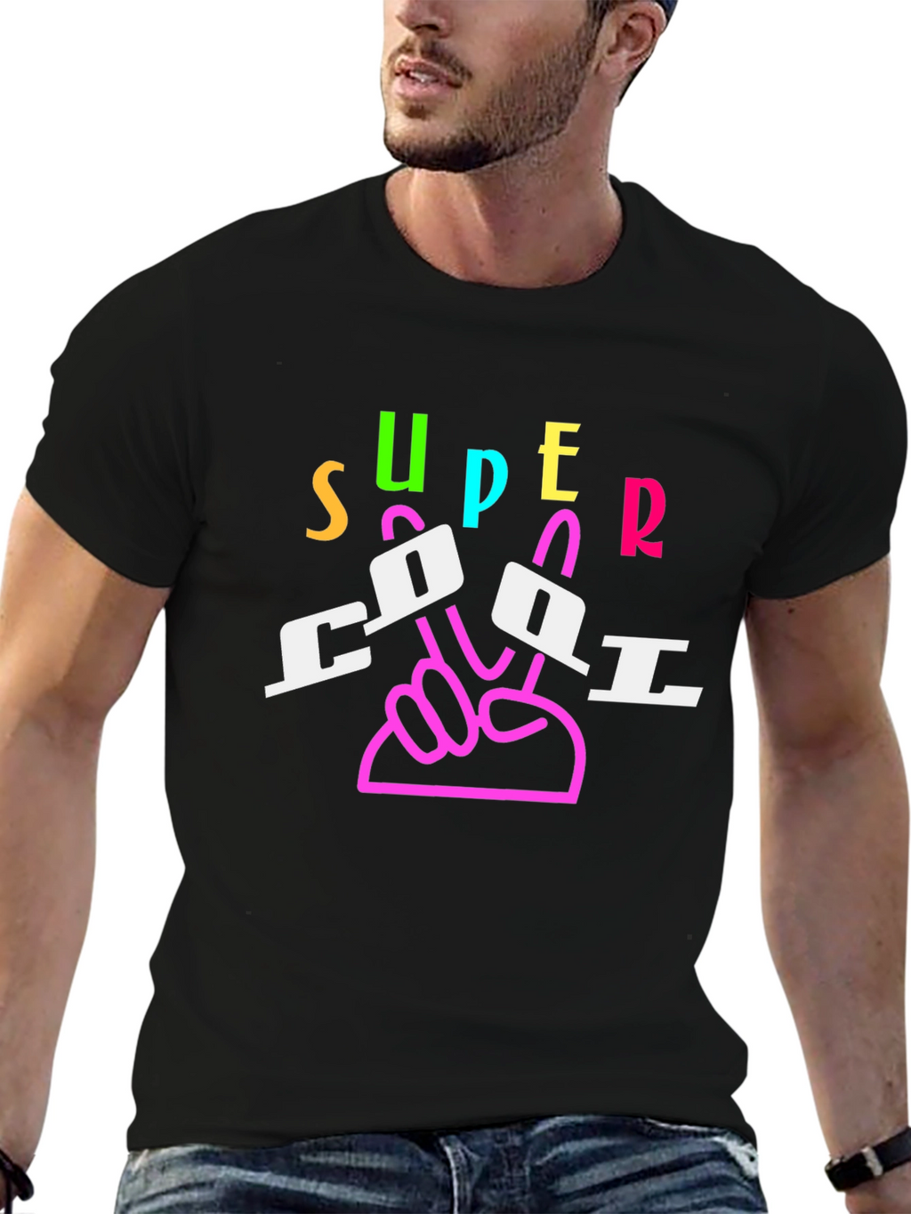 Super Cool Graphic Print Black T-Shirt