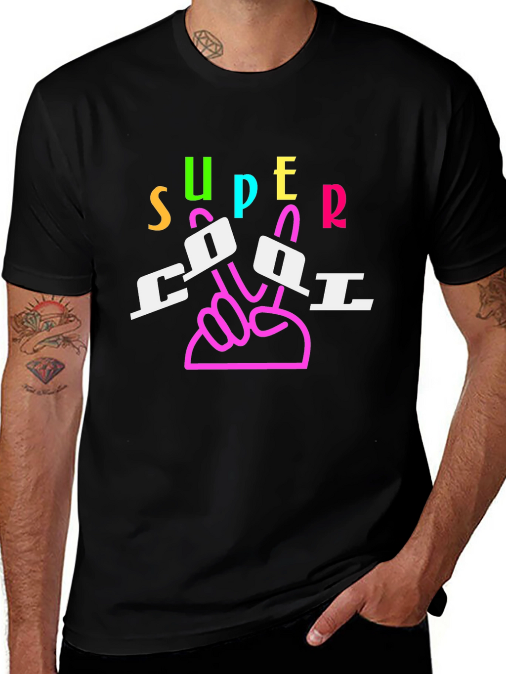 Super Cool Graphic Print Black T-Shirt