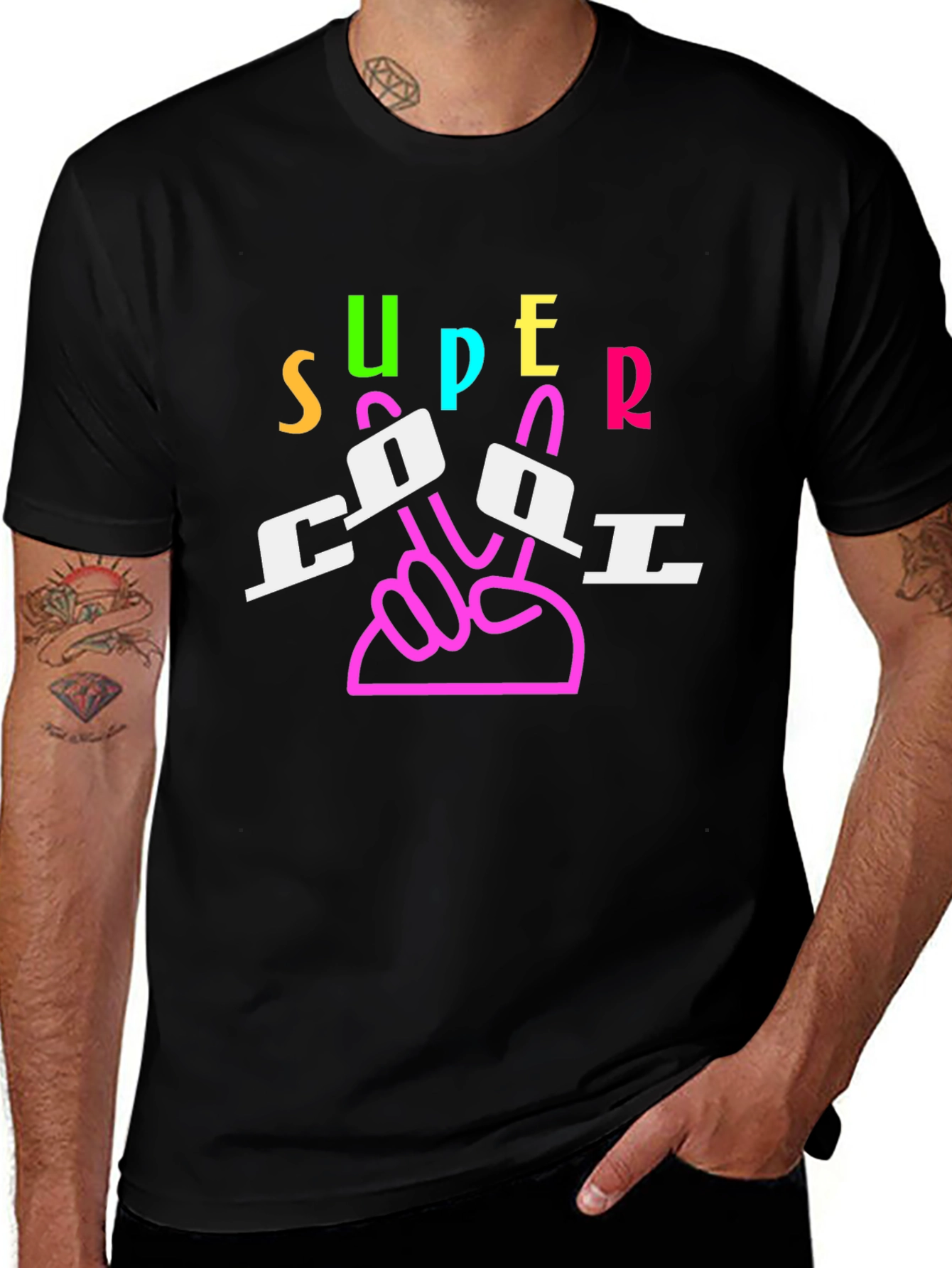 Super Cool Graphic Print Black T-Shirt
