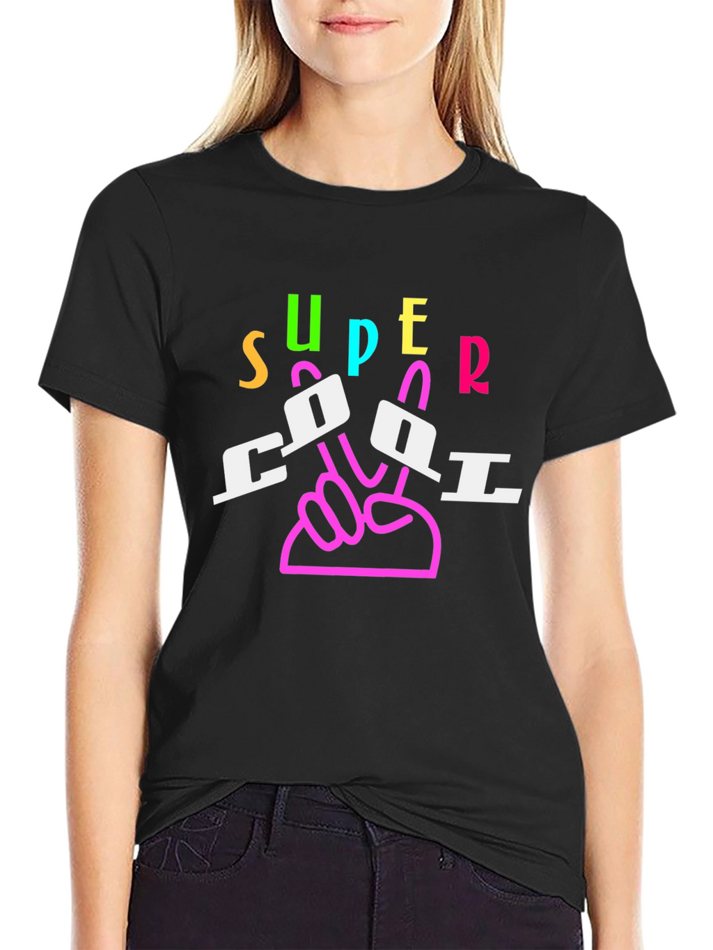Super Cool Graphic Print Black T-Shirt