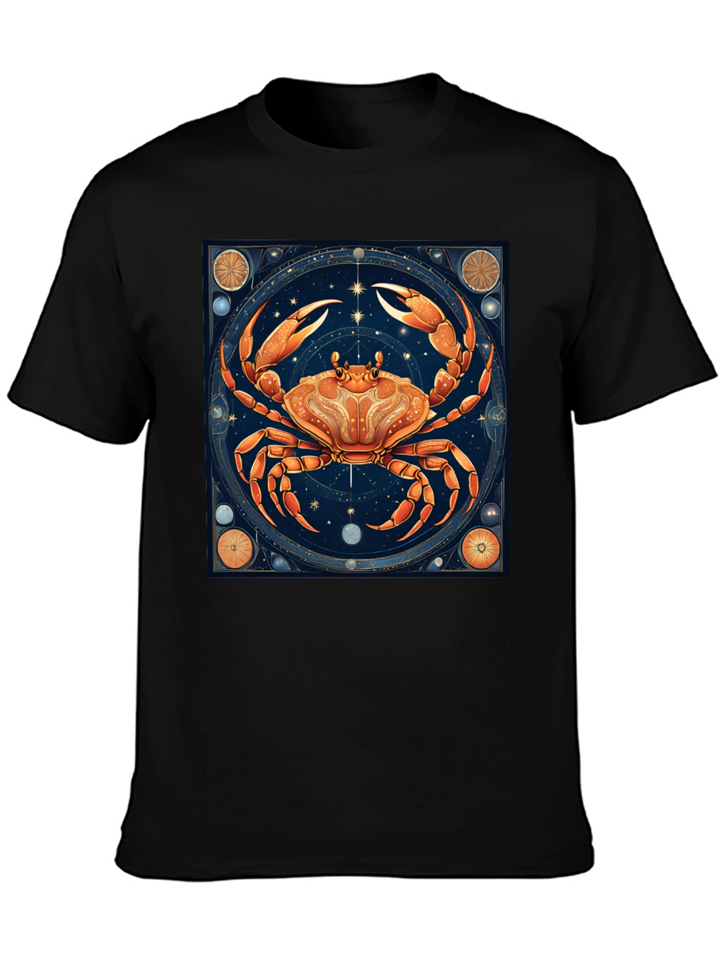 Cancer Zodiac Graphic Tee - Black Cotton T-Shirt