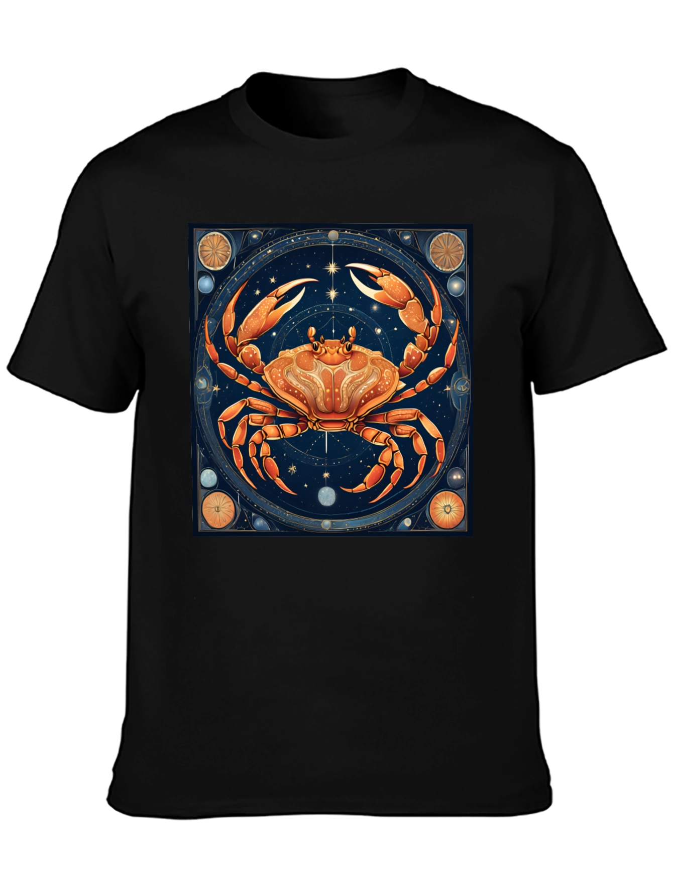Cancer Zodiac Graphic Tee - Black Cotton T-Shirt