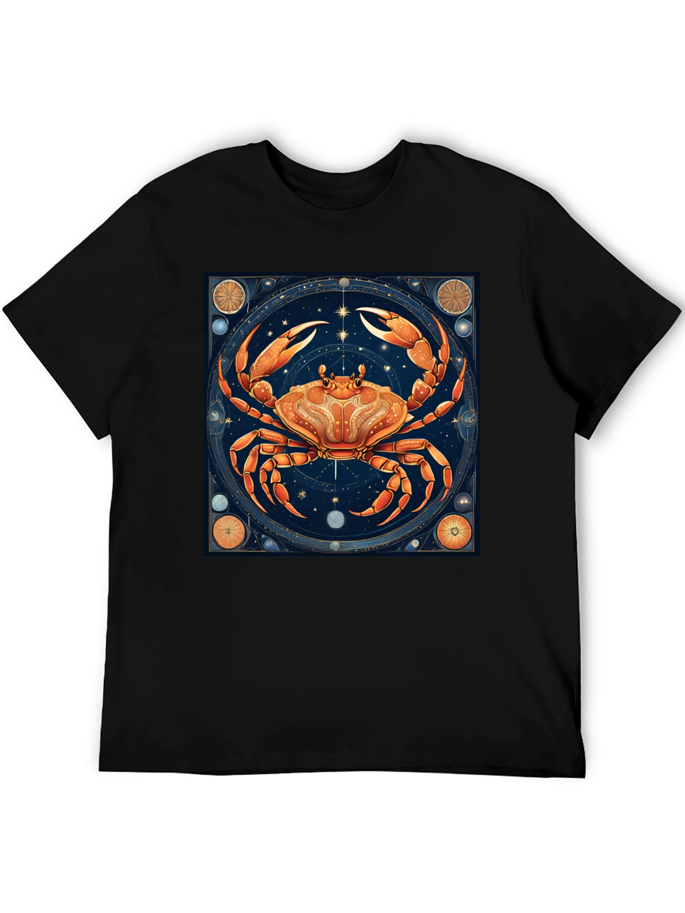 Cancer Zodiac Graphic Tee - Black Cotton T-Shirt