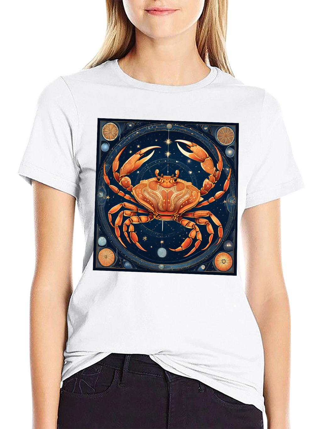Cancer Zodiac Graphic Tee - Black Cotton T-Shirt