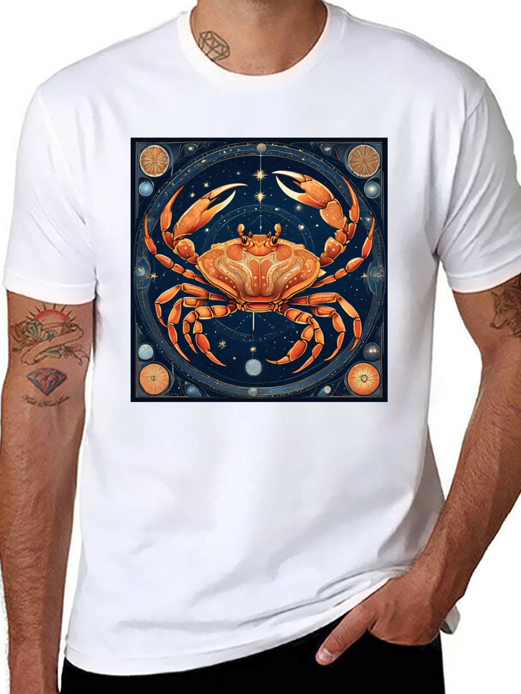 Cancer Zodiac Graphic Tee - Black Cotton T-Shirt