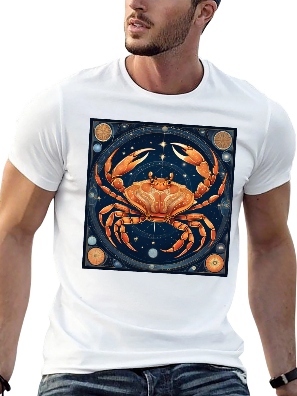 Cancer Zodiac Graphic Tee - Black Cotton T-Shirt