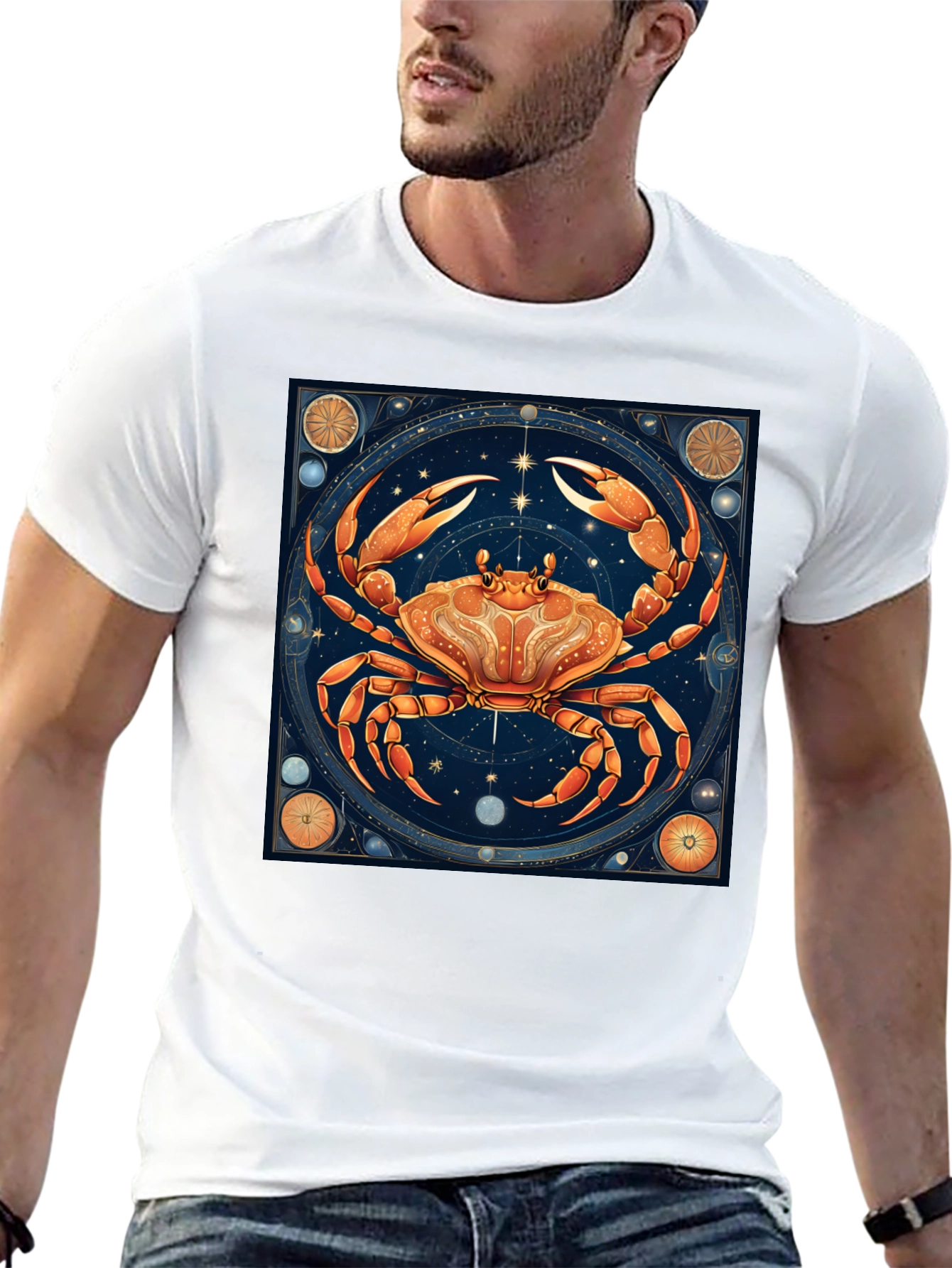 Cancer Zodiac Graphic Tee - Black Cotton T-Shirt