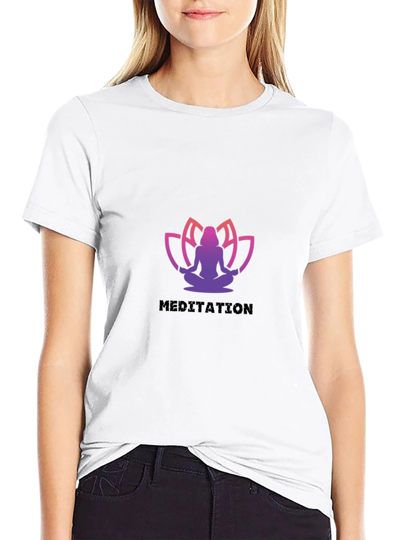 Meditative Lotus Black T-Shirt