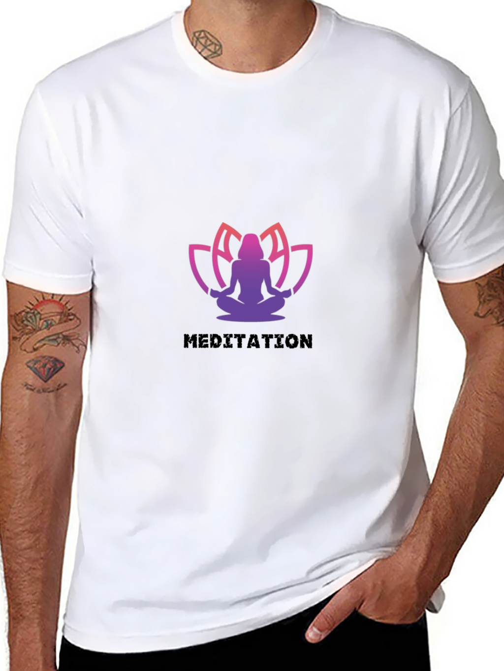 Meditative Lotus Black T-Shirt